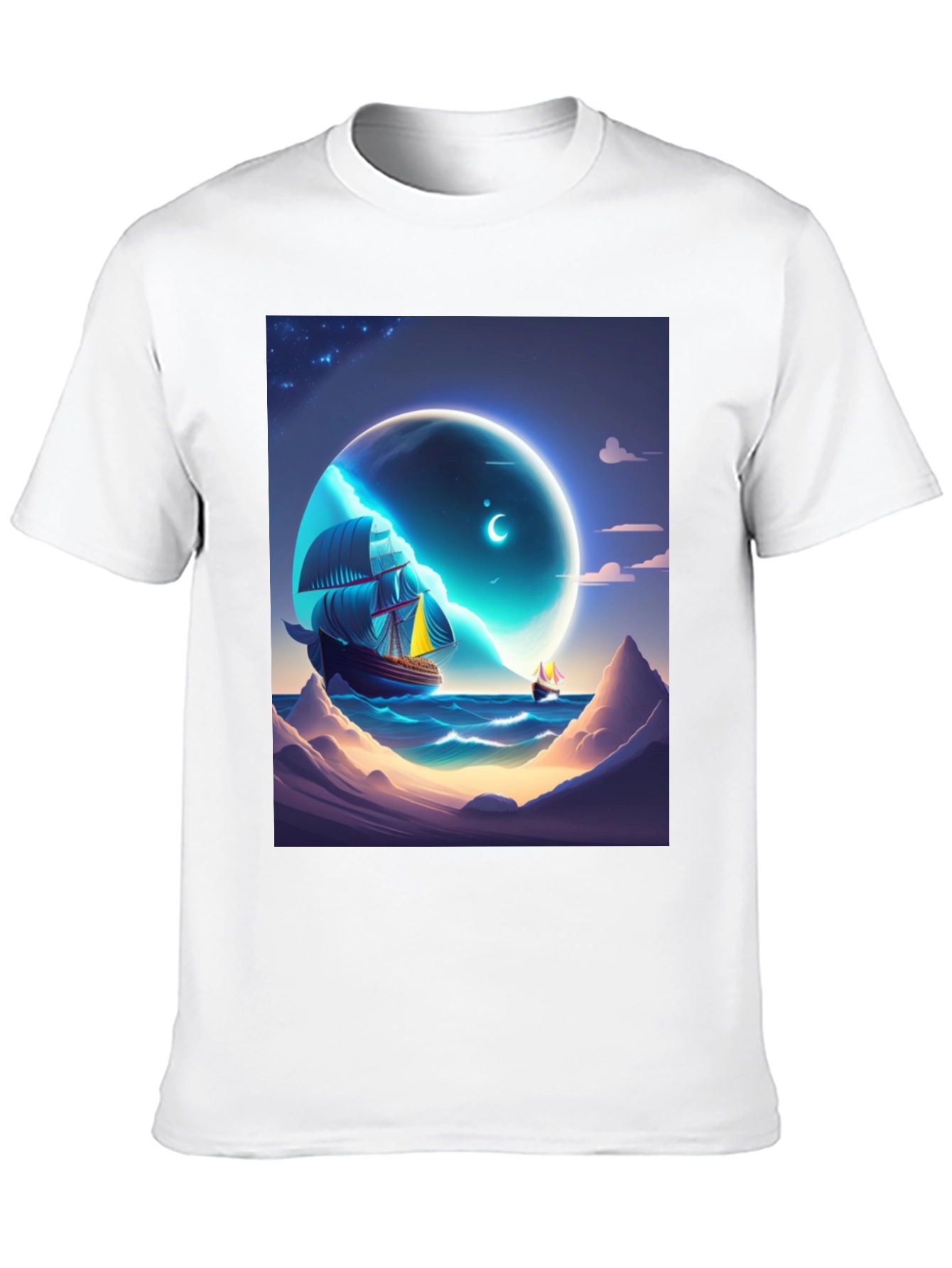Celestial Sailboat Graphic Tee - Unique Design