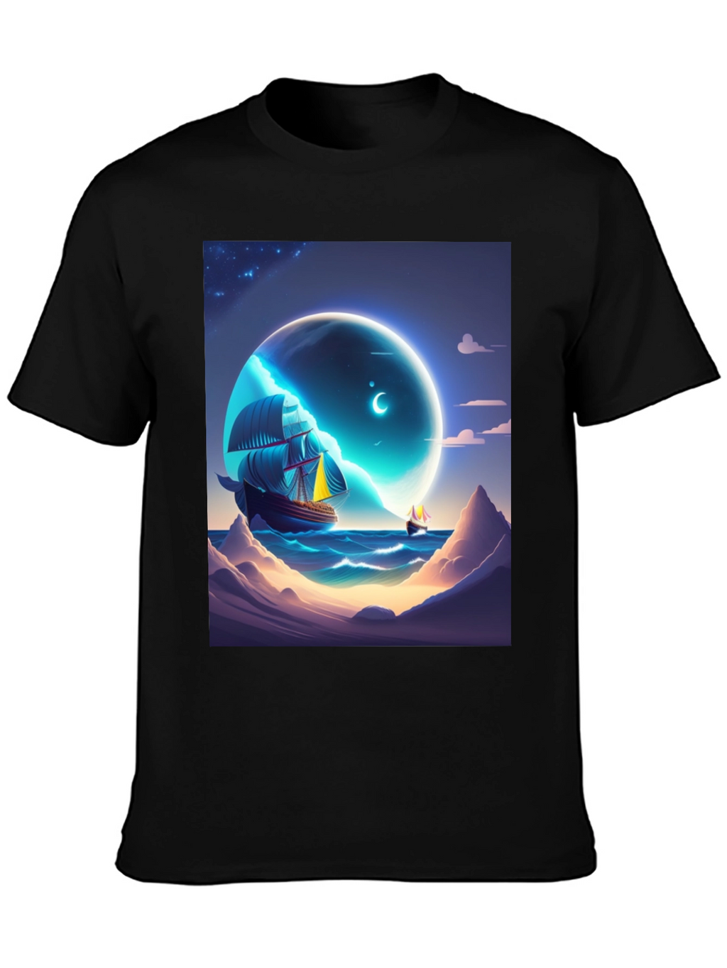 Celestial Sailboat Graphic Tee - Unique Design