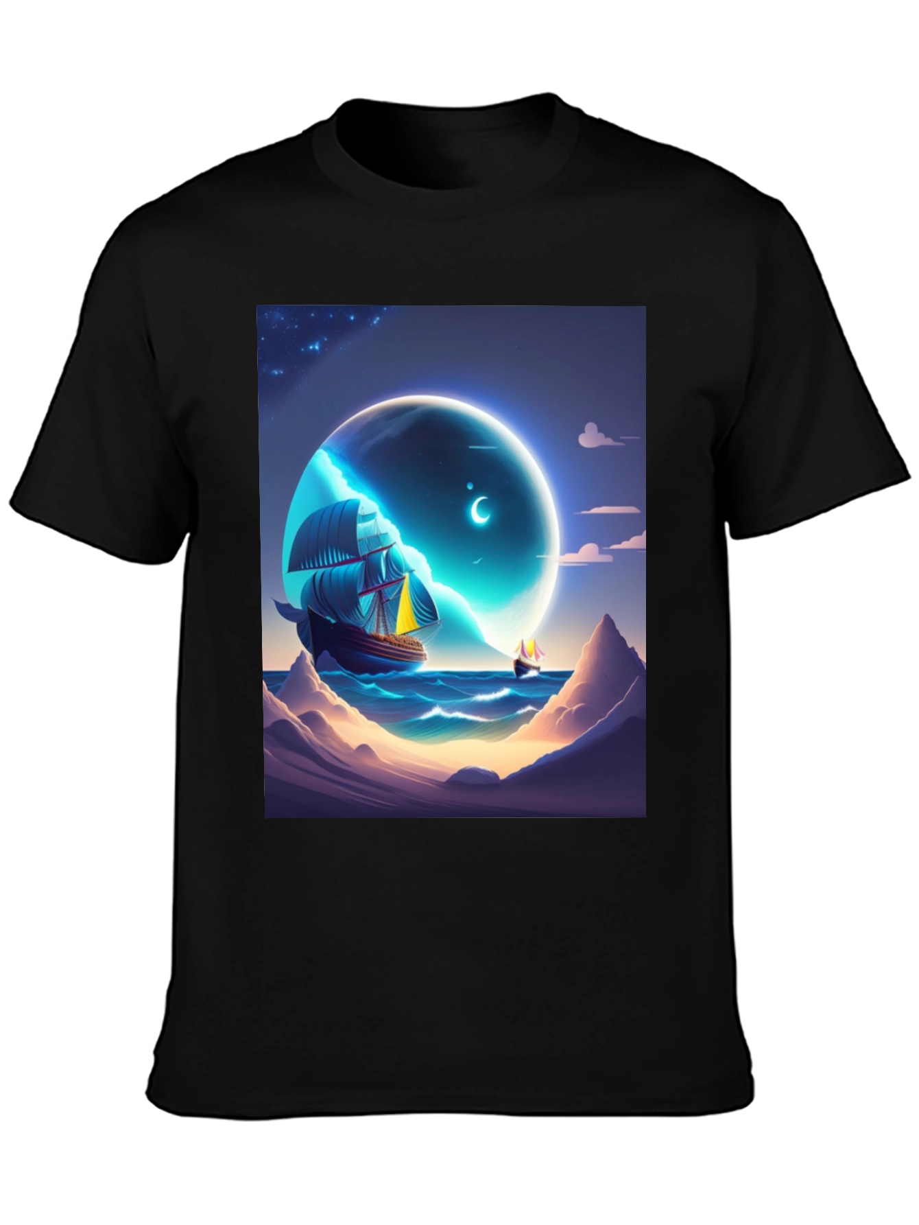 Celestial Sailboat Graphic Tee - Unique Design