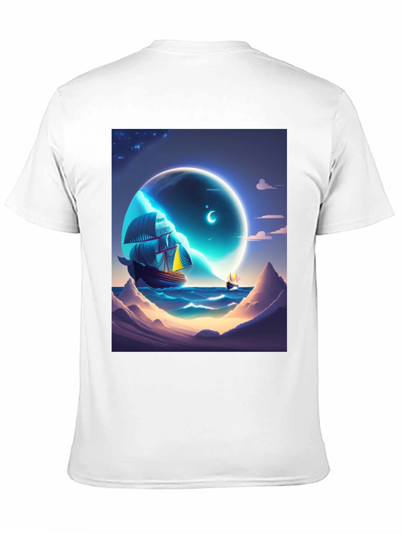Celestial Sailboat Graphic Tee - Unique Design