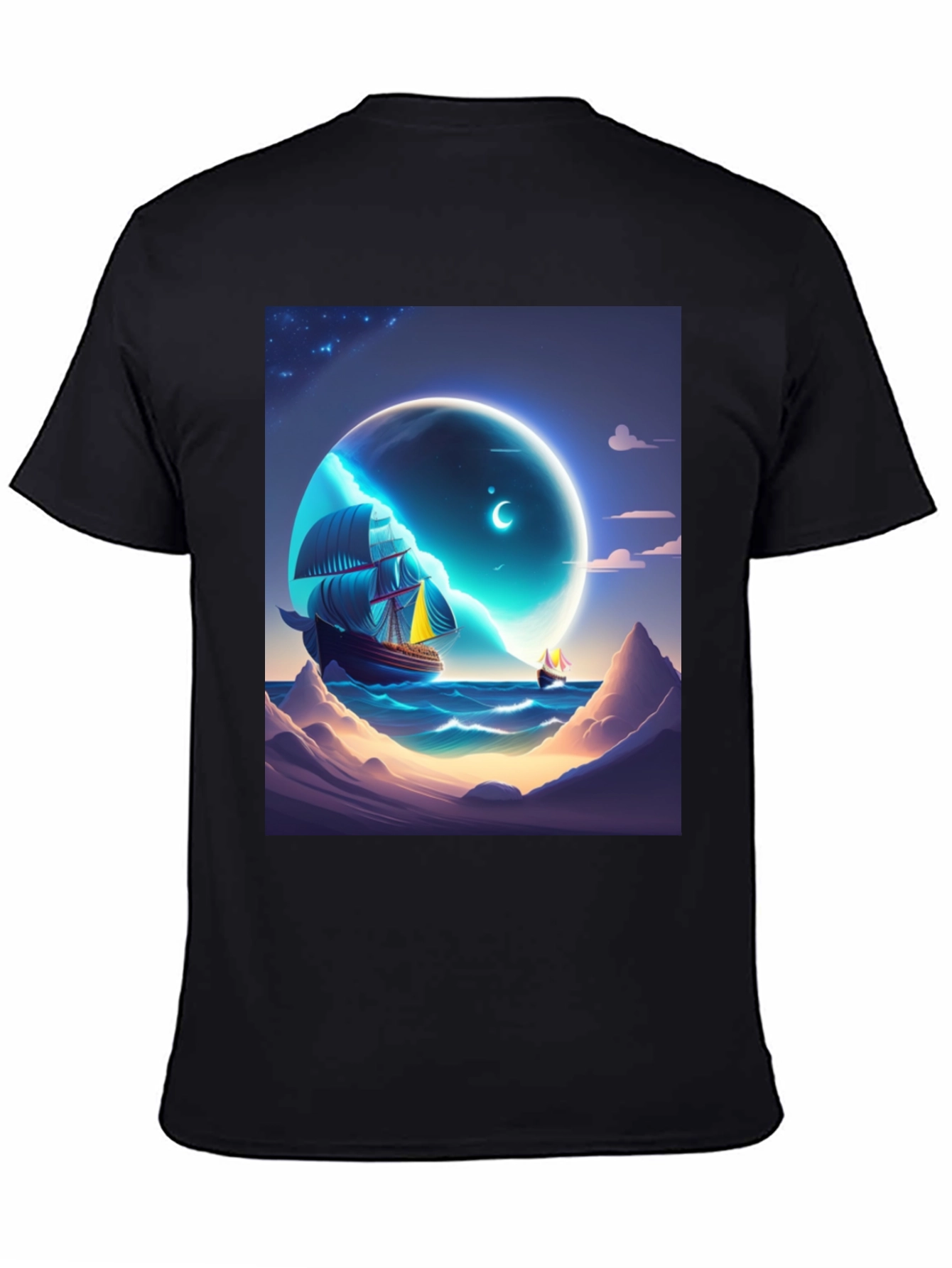 Celestial Sailboat Graphic Tee - Unique Design