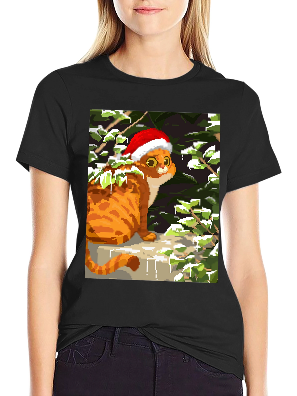Pixel Cat Christmas Tee