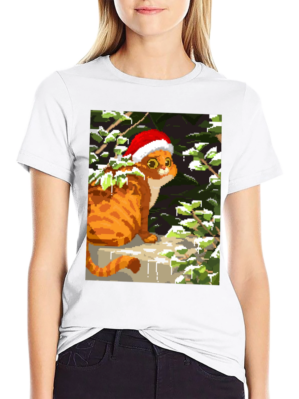 Pixel Cat Christmas Tee