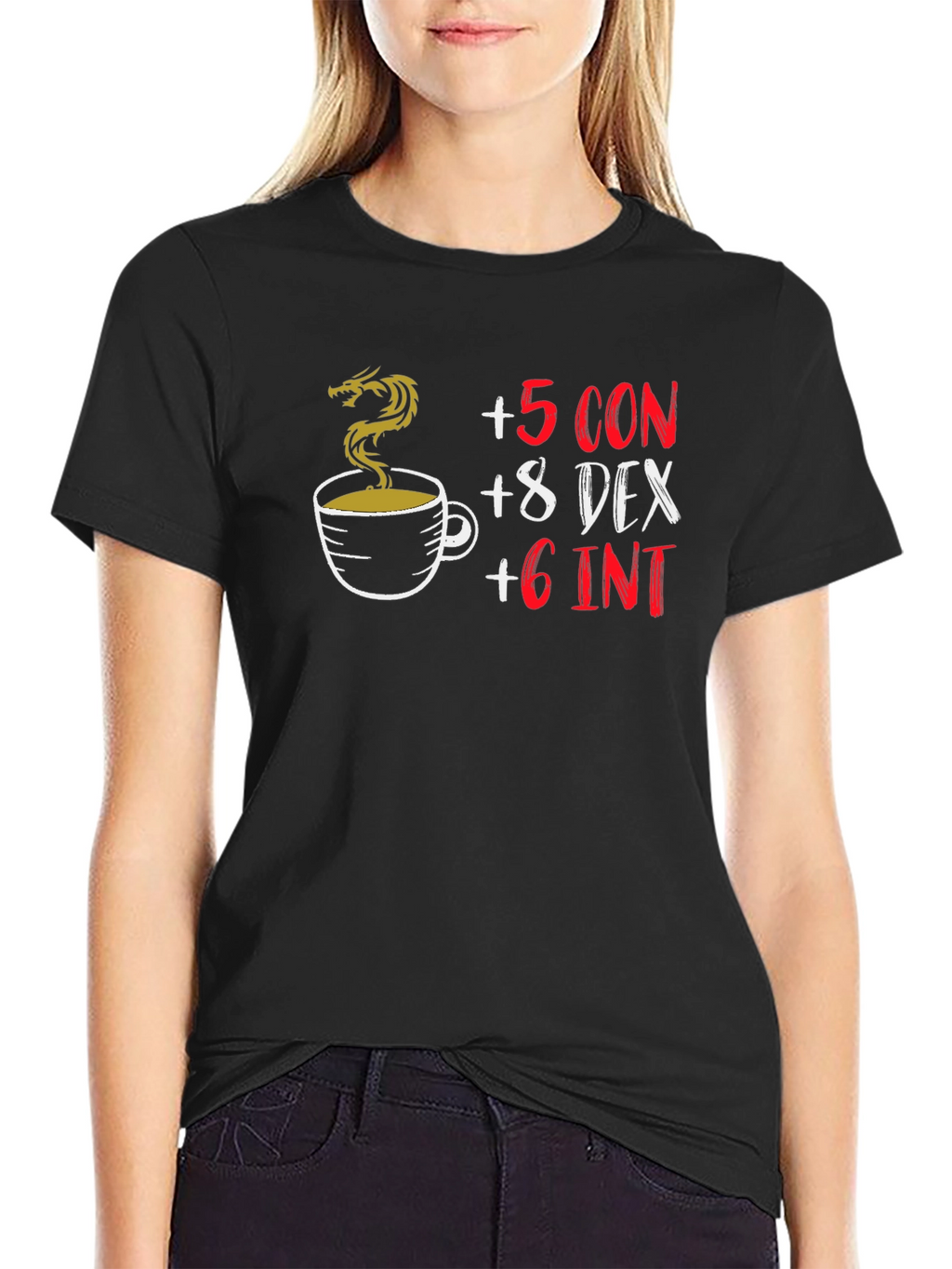 D&D Coffee Stat Boost Black T-Shirt