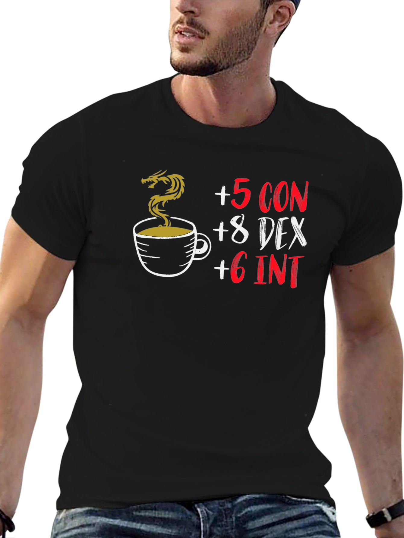 D&D Coffee Stat Boost Black T-Shirt