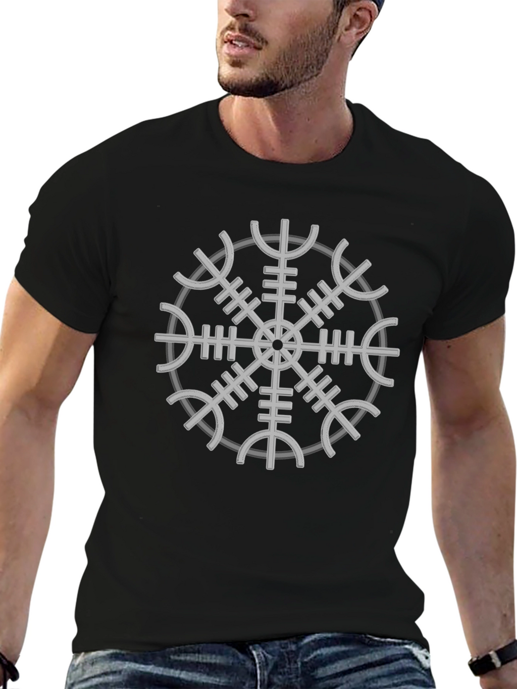 Vegvisir Compass Viking Runes T-Shirt - Black