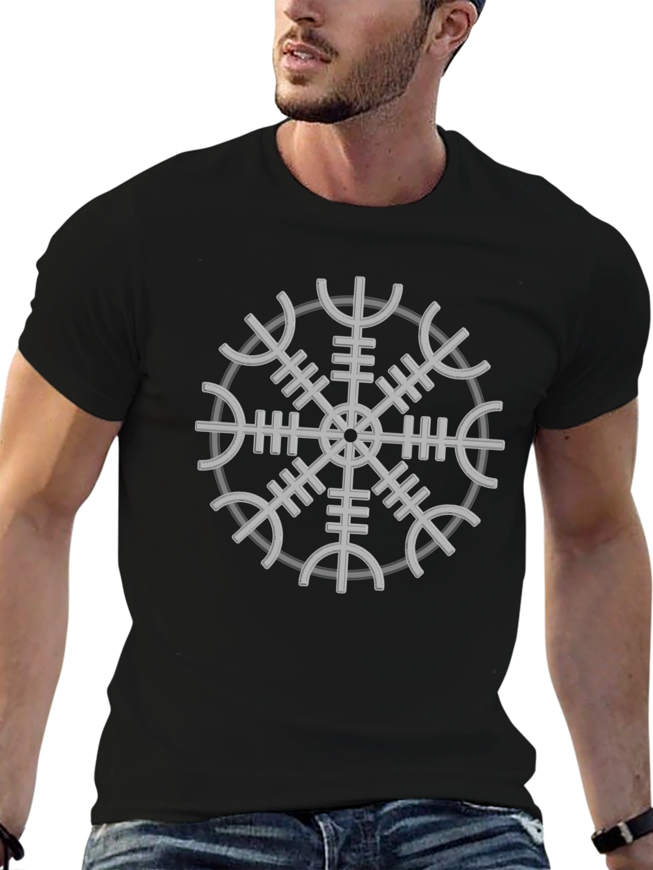 Vegvisir Compass Viking Runes T-Shirt - Black