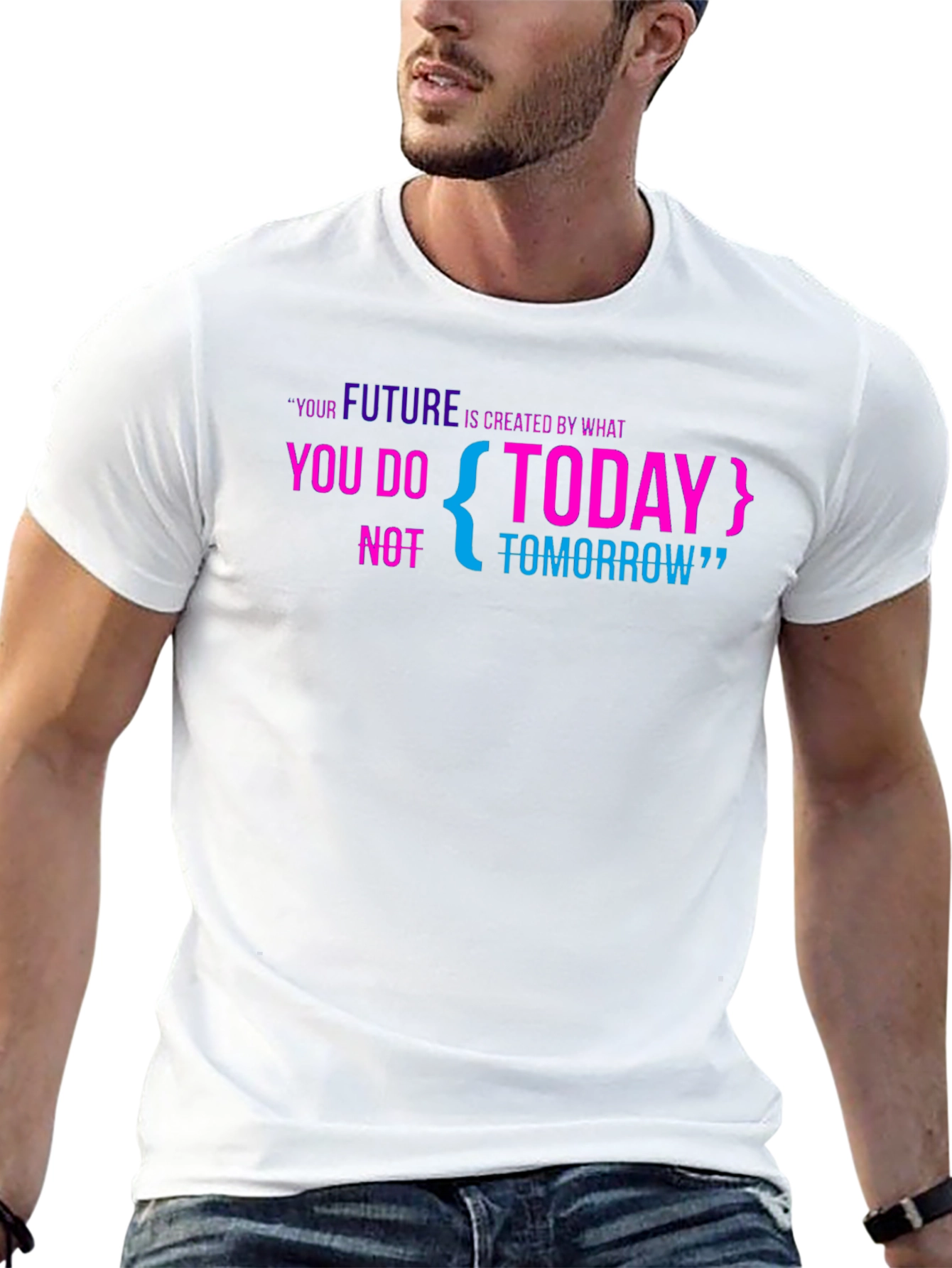 Motivational Quote Black Tee: Future is Today!