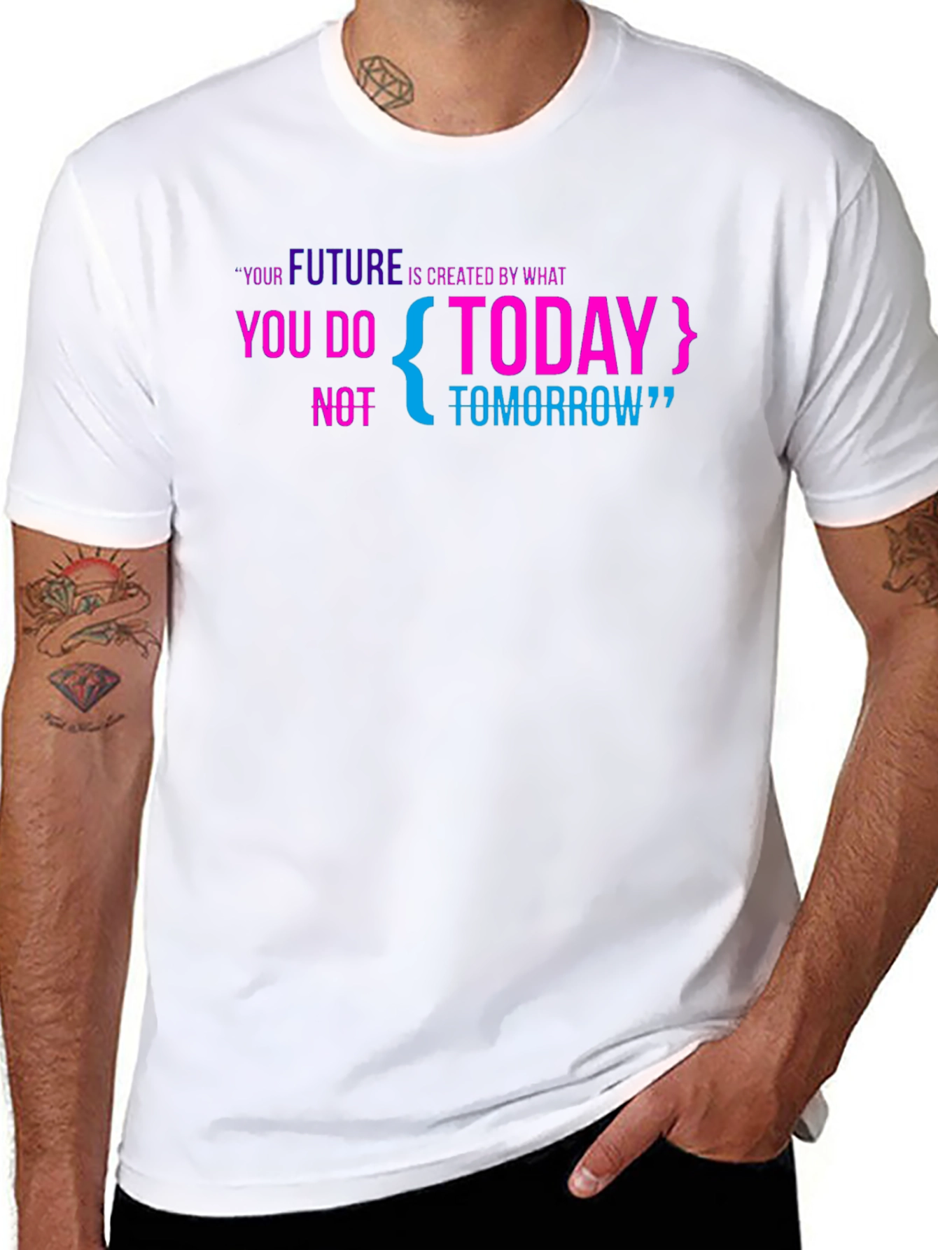 Motivational Quote Black Tee: Future is Today!