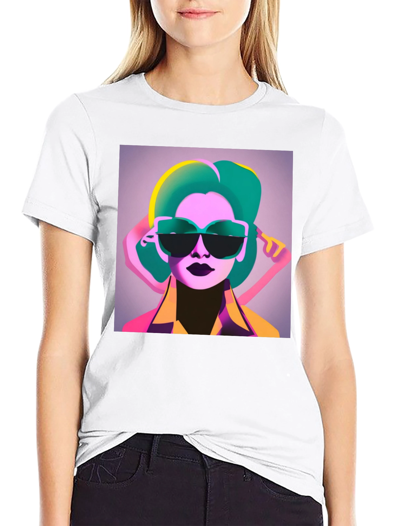 Retro Style Graphic Tee - Cool Woman with Sunglasses