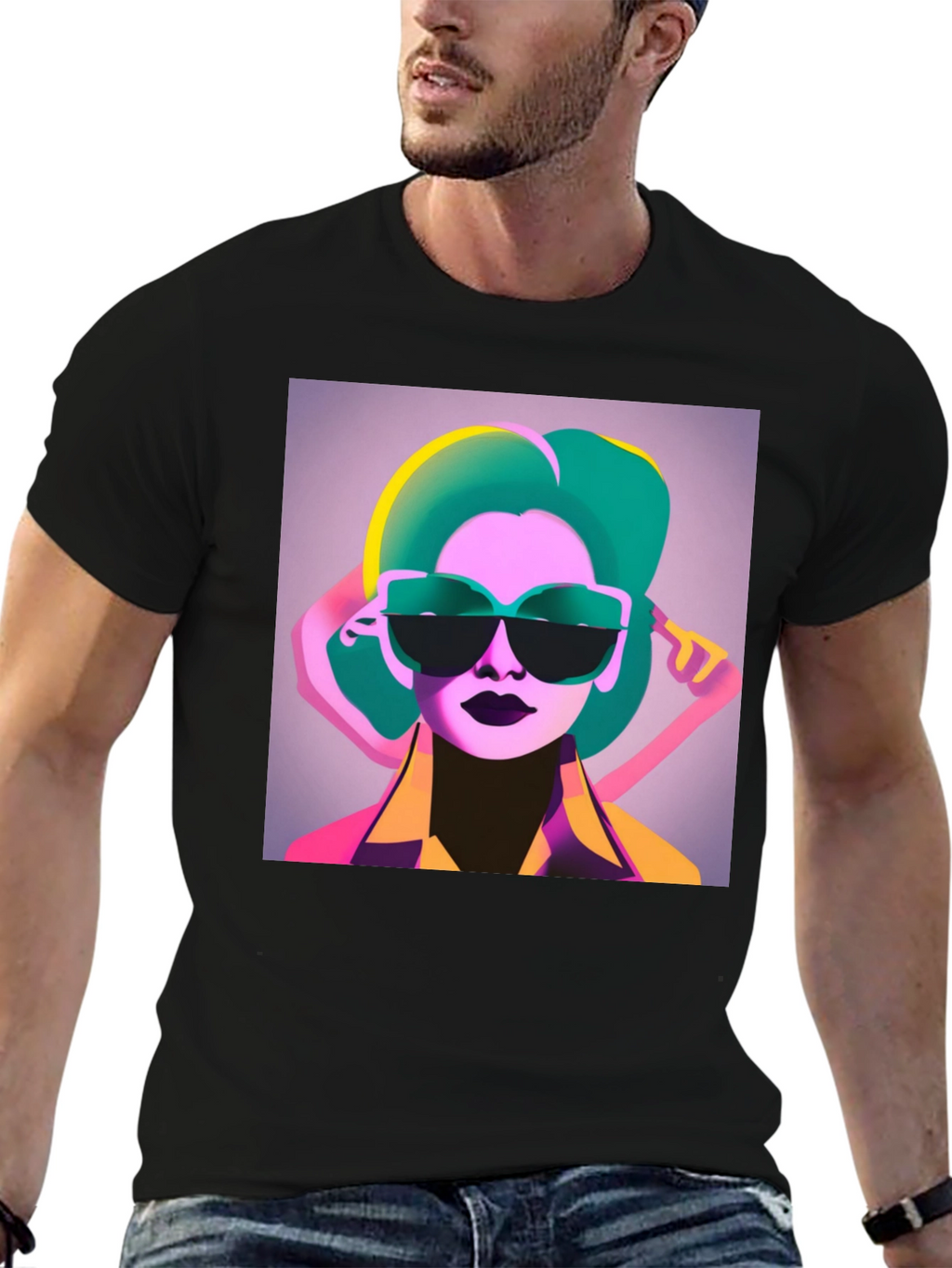 Retro Style Graphic Tee - Cool Woman with Sunglasses