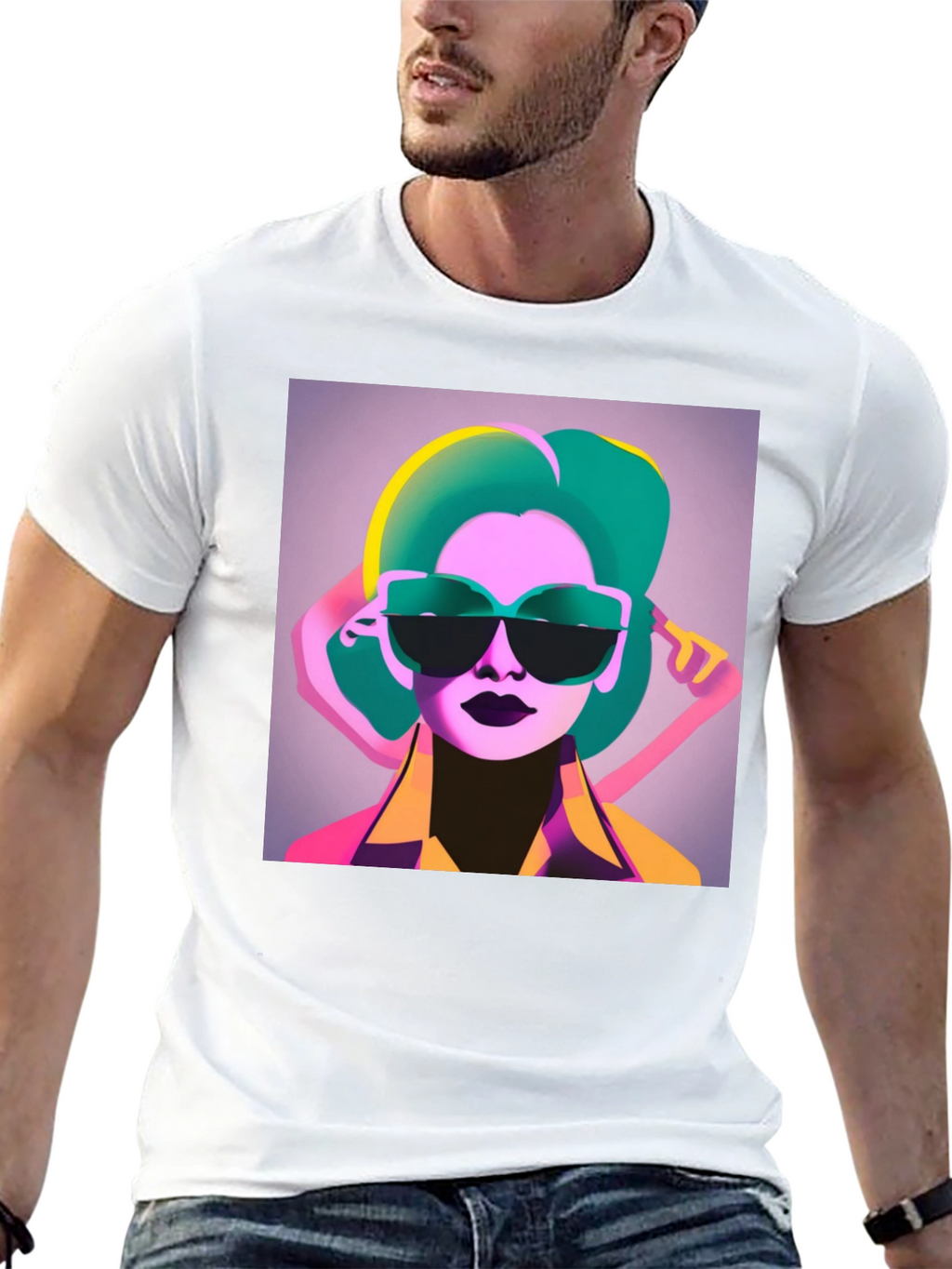 Retro Style Graphic Tee - Cool Woman with Sunglasses