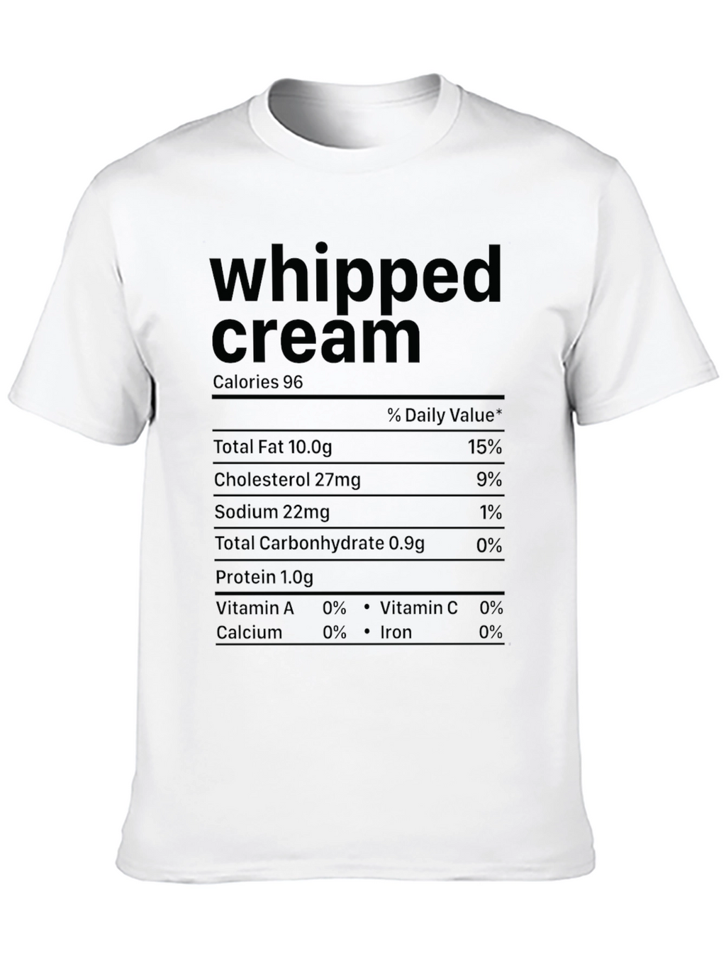 Whipped Cream Nutrition Facts Graphic T-Shirt