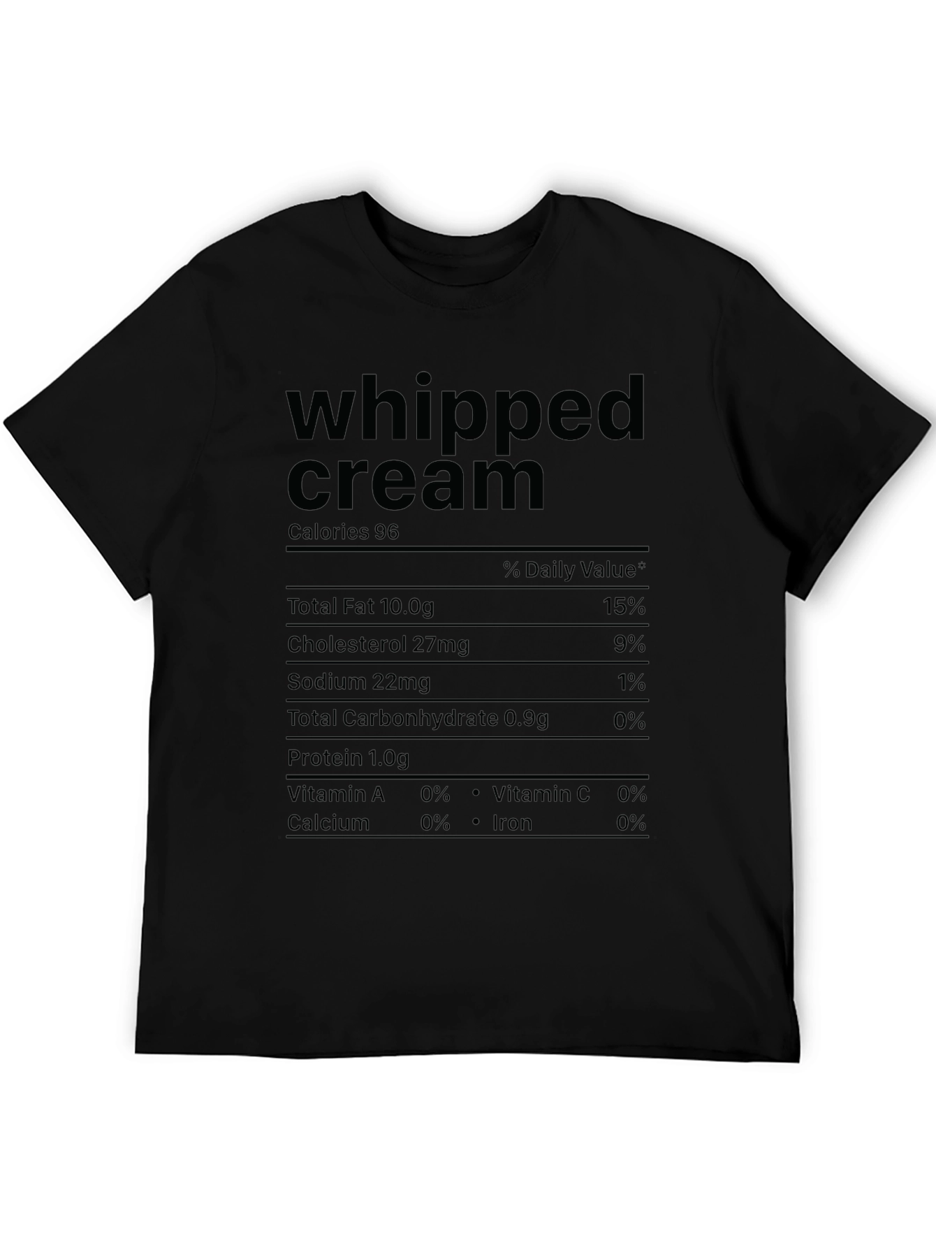 Whipped Cream Nutrition Facts Graphic T-Shirt