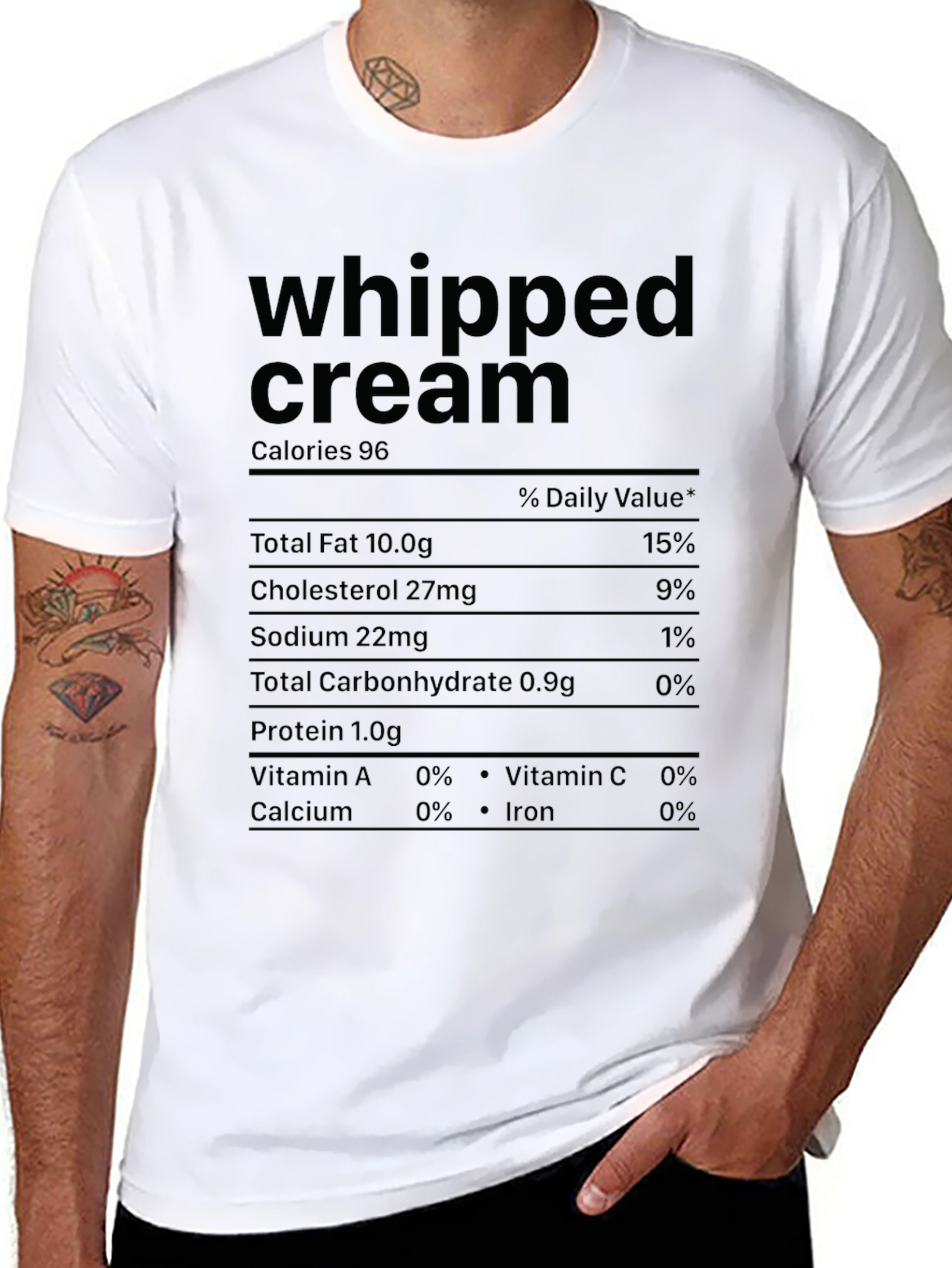 Whipped Cream Nutrition Facts Graphic T-Shirt
