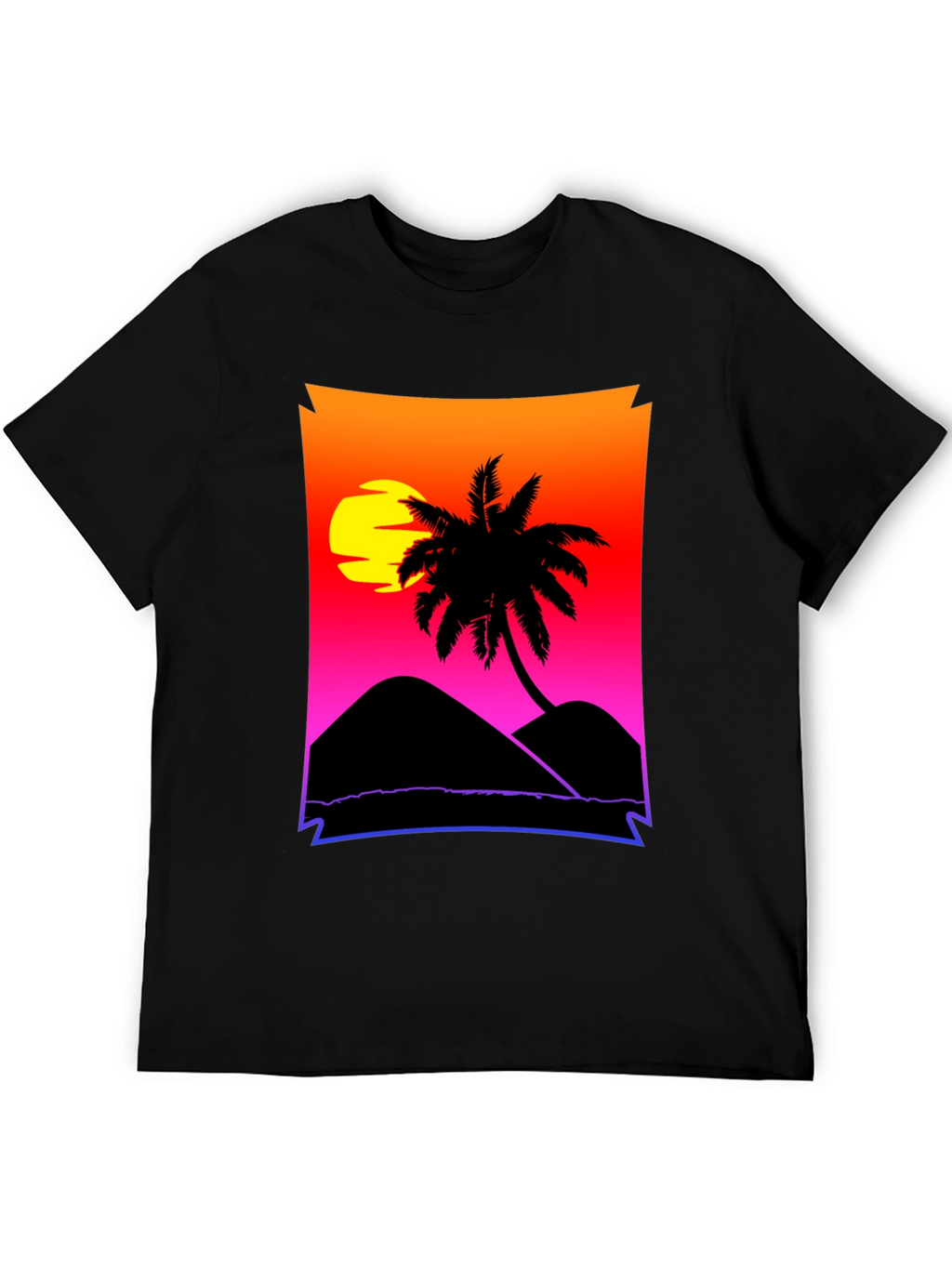 Sunset Beach Palm Tree Graphic Tee