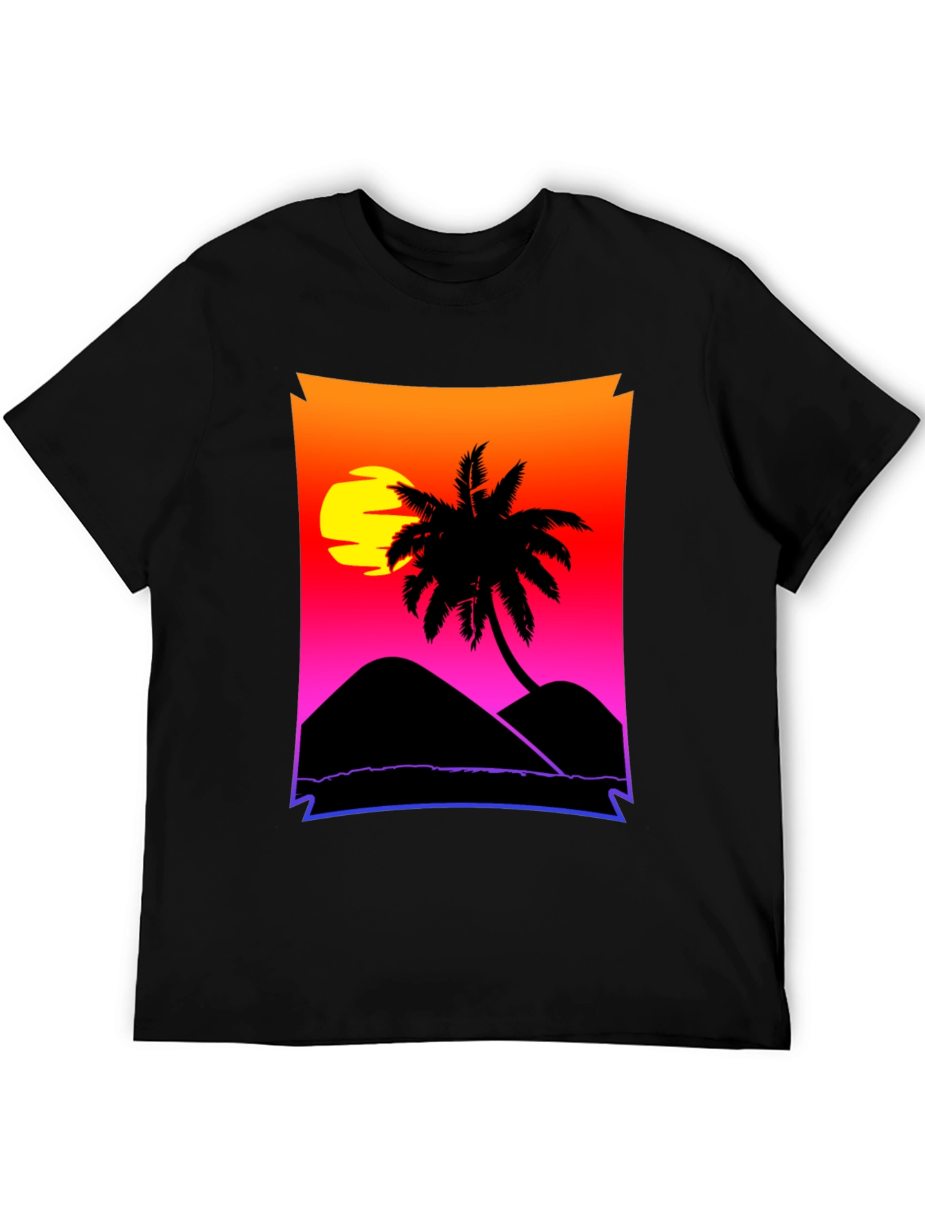 Sunset Beach Palm Tree Graphic Tee