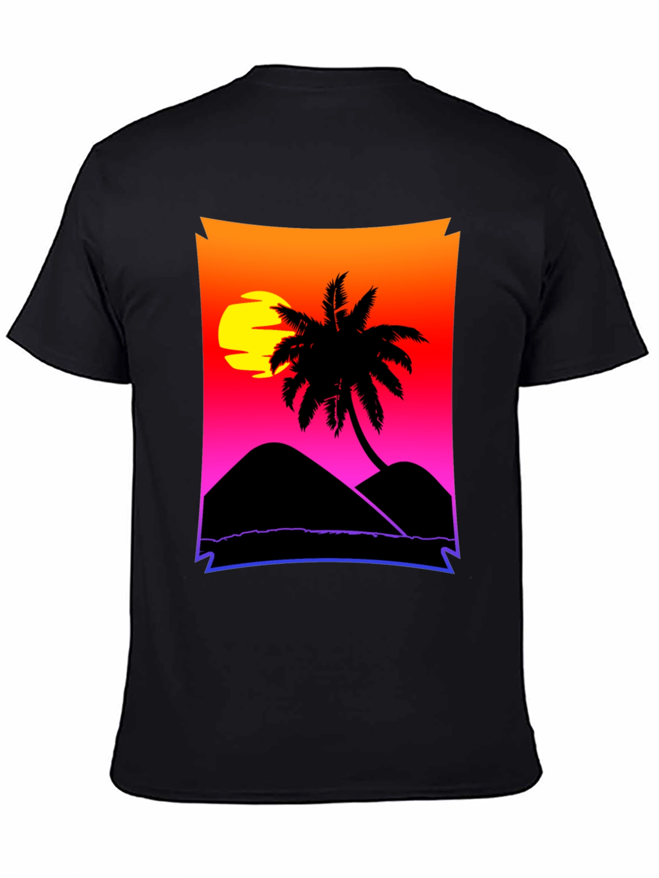 Sunset Beach Palm Tree Graphic Tee