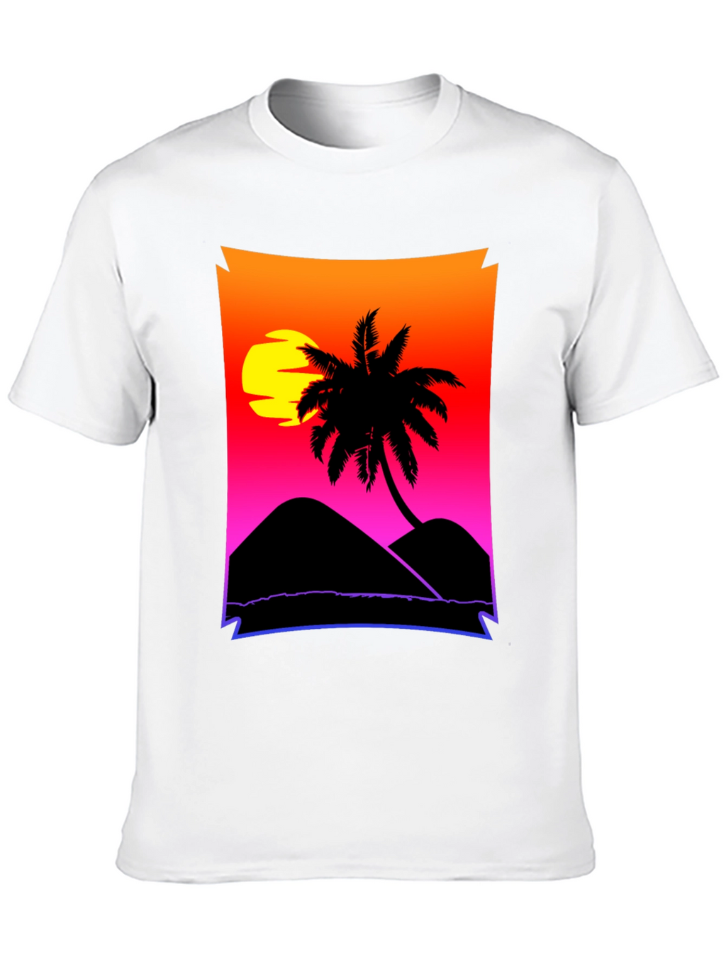 Sunset Beach Palm Tree Graphic Tee