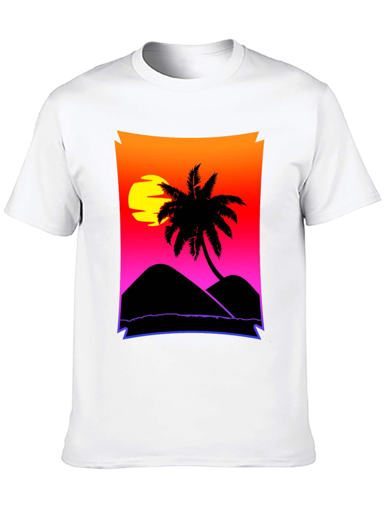 Sunset Beach Palm Tree Graphic Tee
