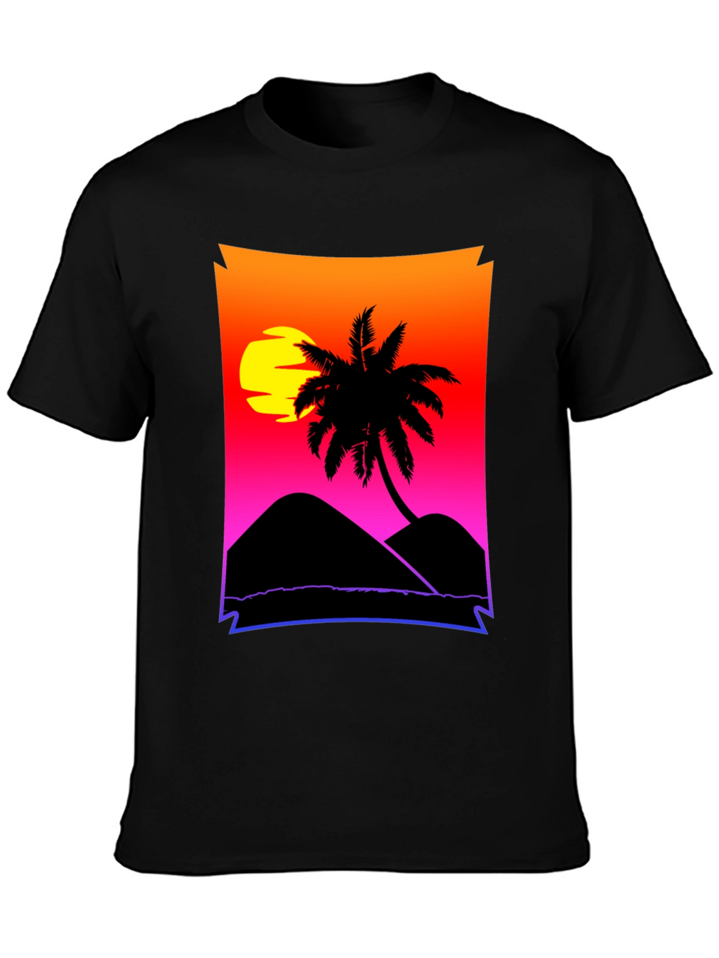 Sunset Beach Palm Tree Graphic Tee