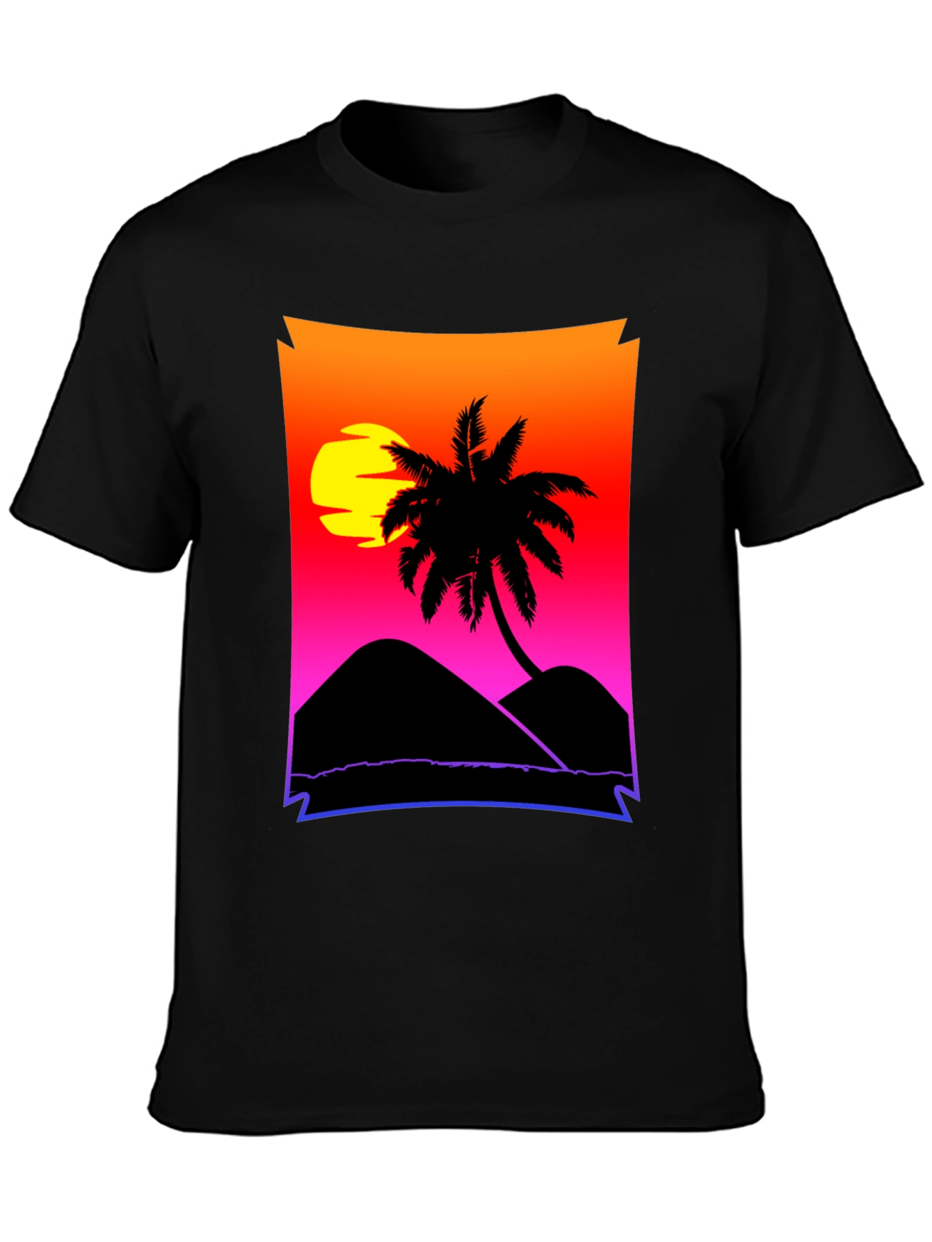 Sunset Beach Palm Tree Graphic Tee