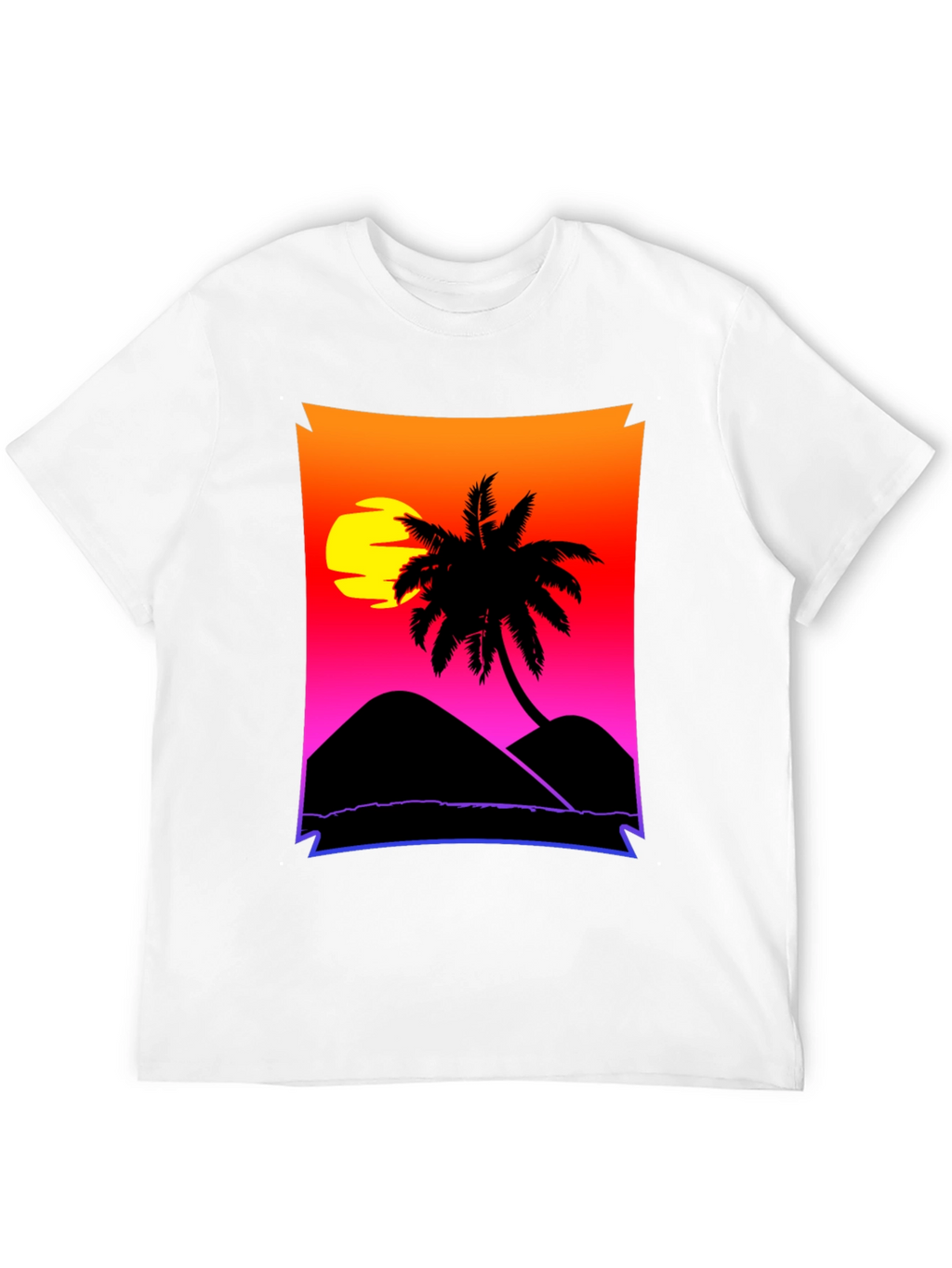 Sunset Beach Palm Tree Graphic Tee