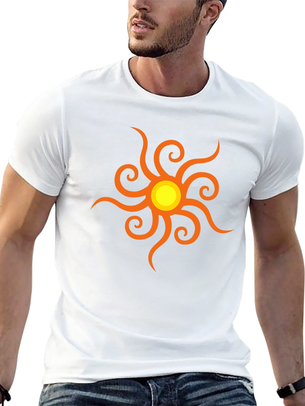 Black T-Shirt with Sun Graphic