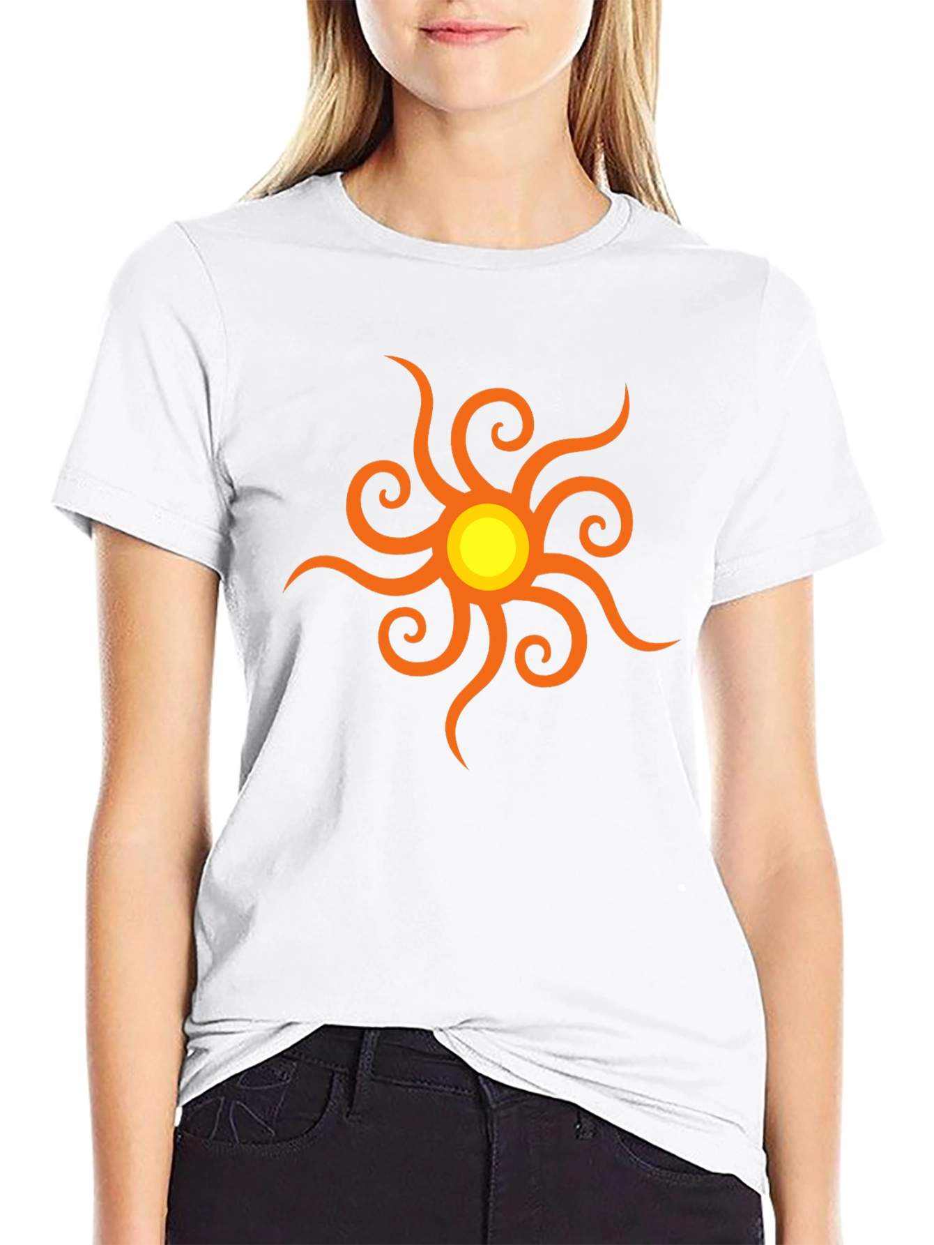Black T-Shirt with Sun Graphic