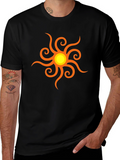 Black T-Shirt with Sun Graphic