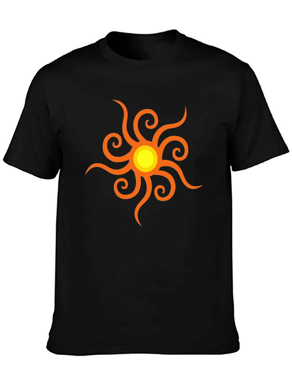 Black T-Shirt with Sun Graphic