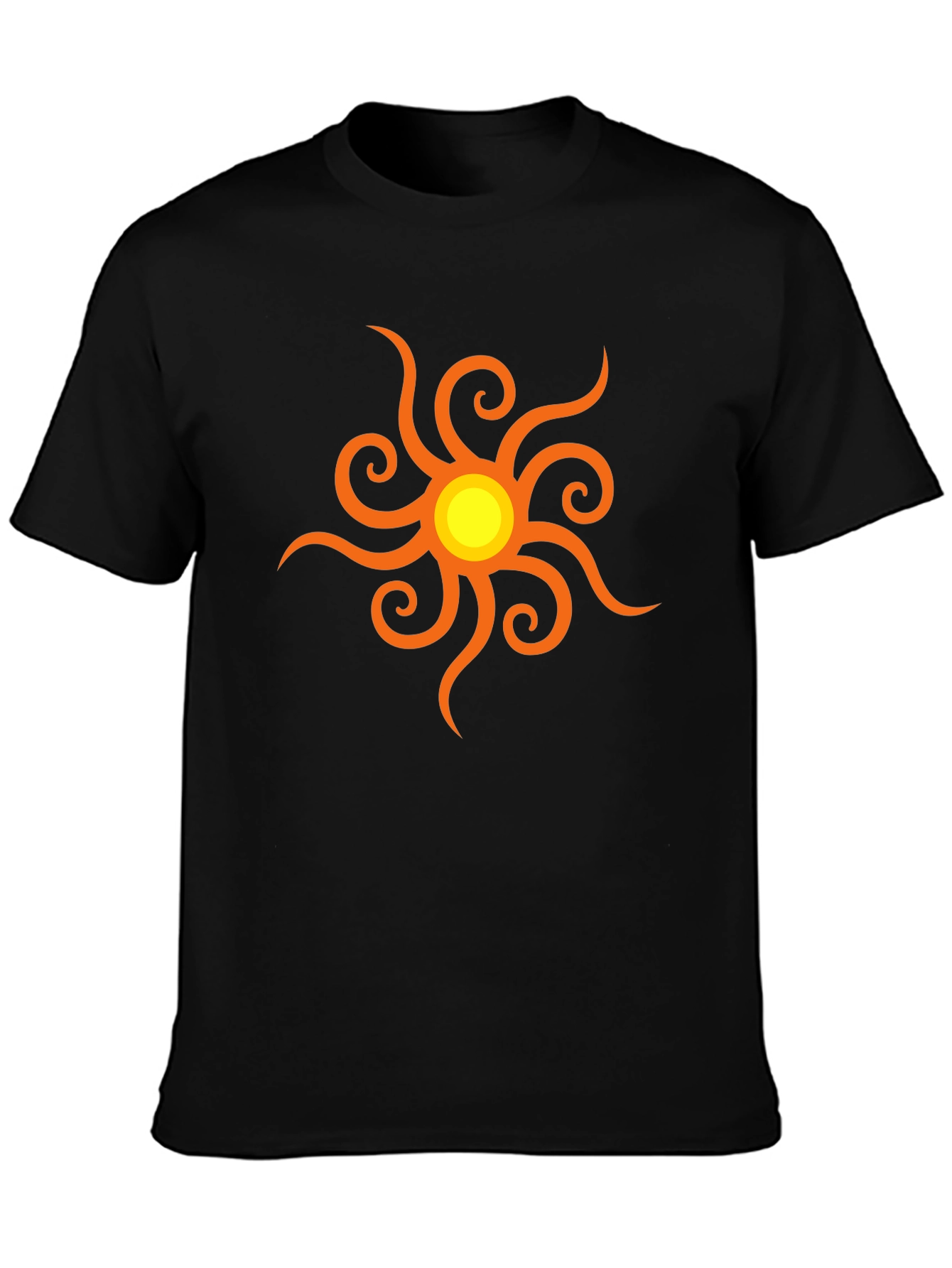 Black T-Shirt with Sun Graphic