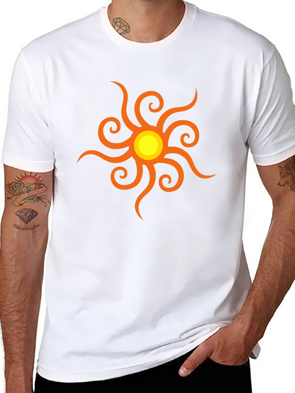 Black T-Shirt with Sun Graphic