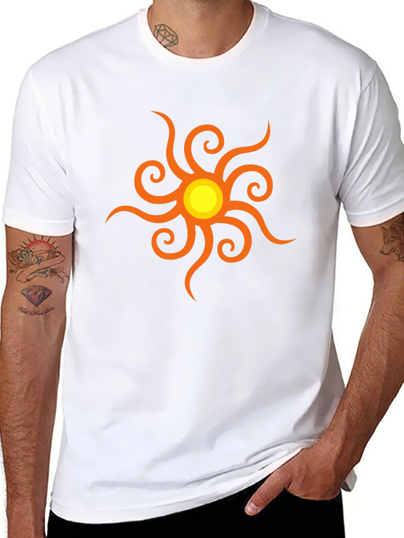 Black T-Shirt with Sun Graphic