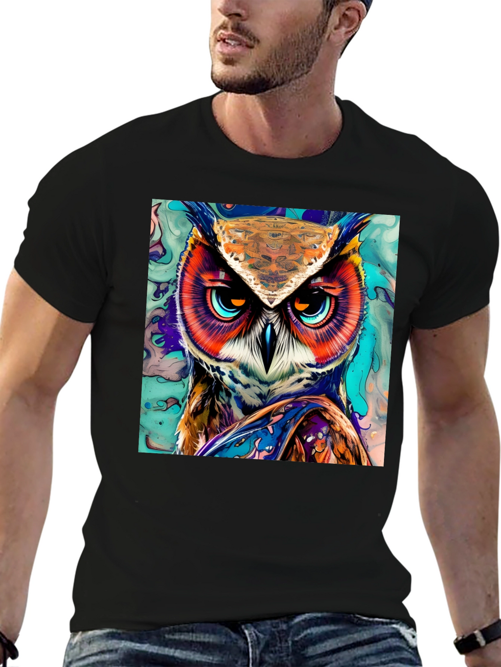 Owl Art Graphic Print T-Shirt