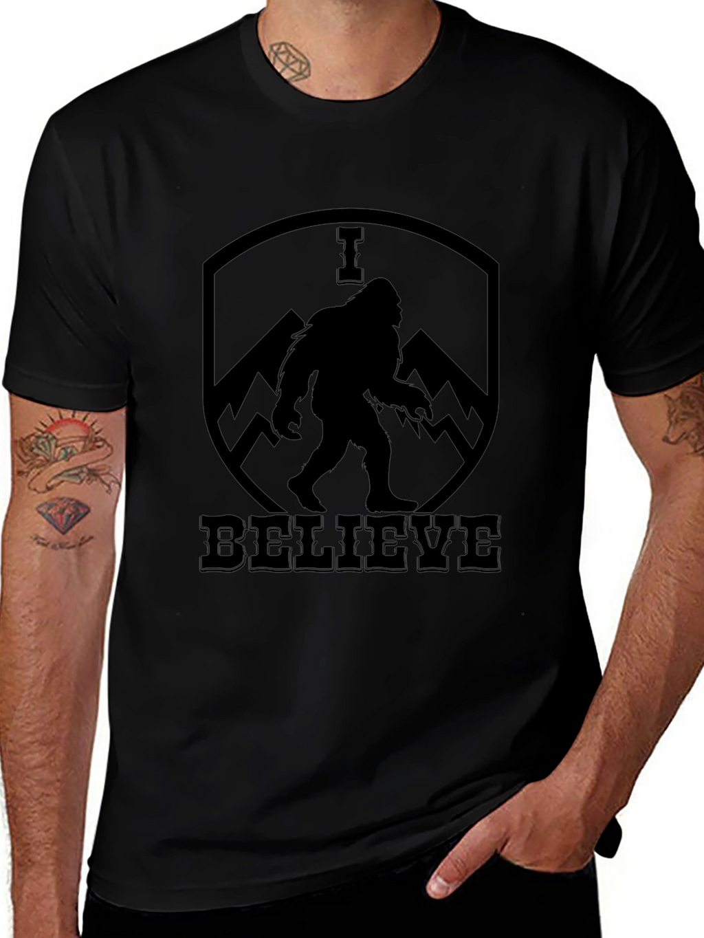 I Believe Bigfoot T-Shirt - Black Sasquatch Tee