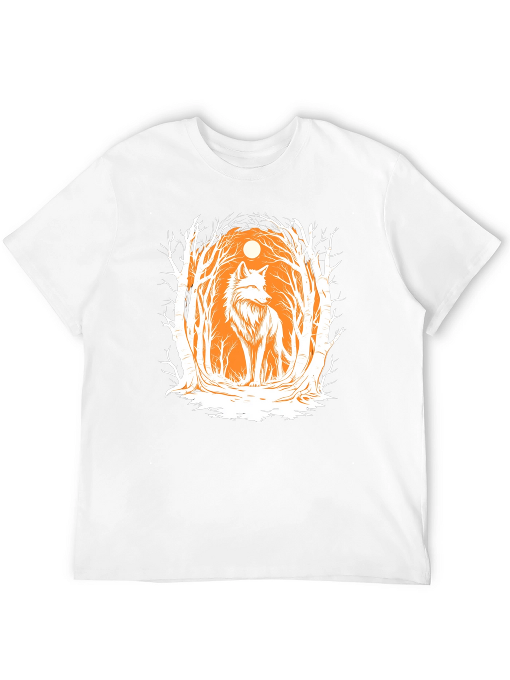 Wolf Forest Graphic Print T-Shirt - Black