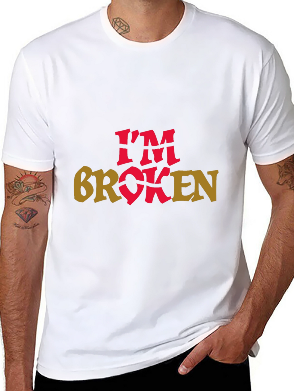 Im Broken Graphic Tee - Black Crew Neck T-Shirt