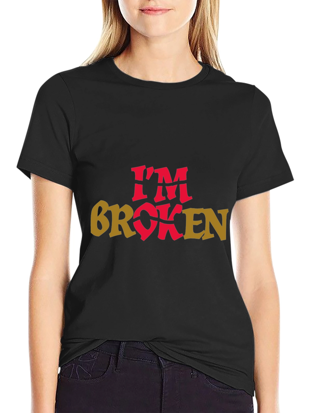 Im Broken Graphic Tee - Black Crew Neck T-Shirt