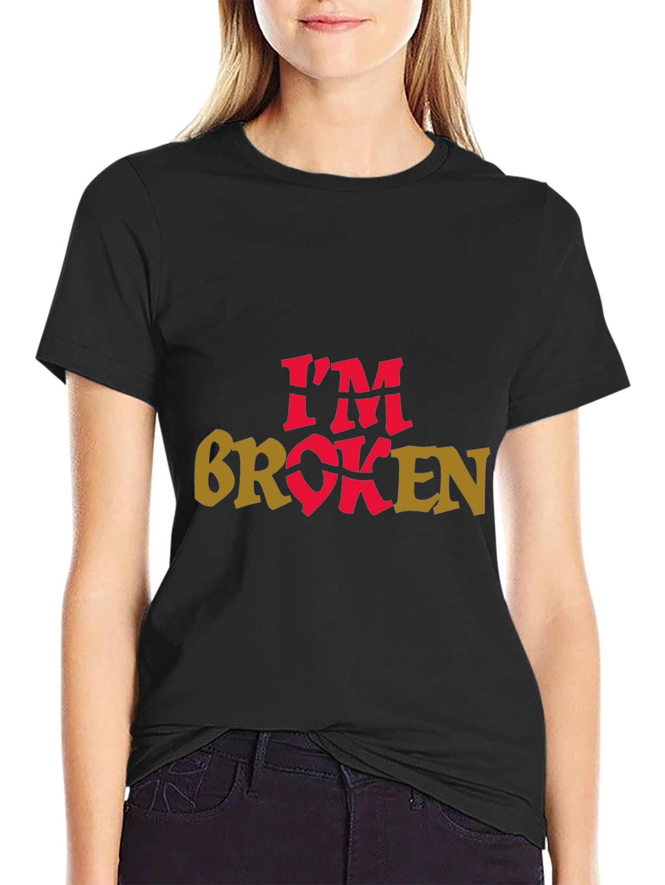 Im Broken Graphic Tee - Black Crew Neck T-Shirt