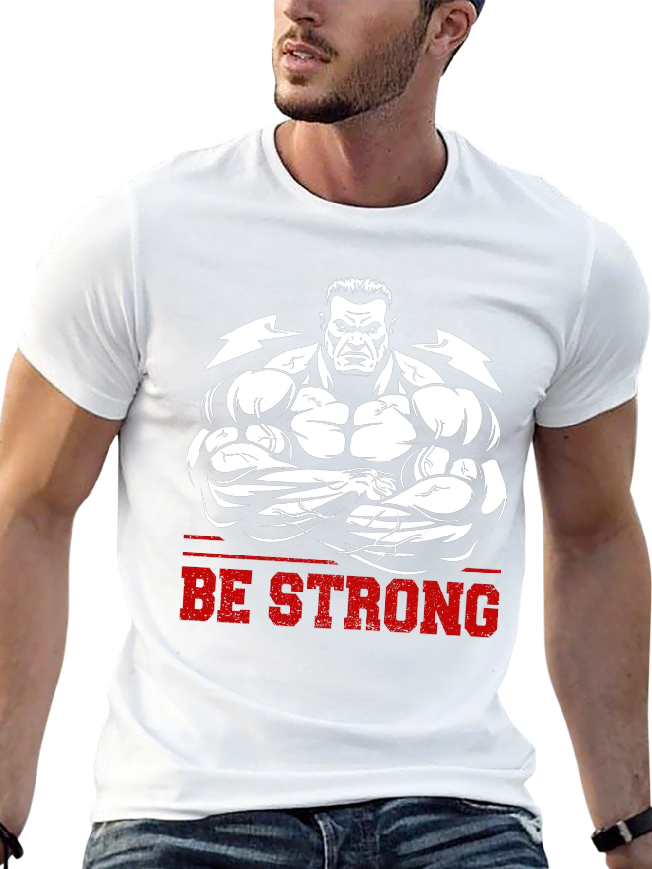 Be Strong Graphic Tee - Bodybuilder Design
