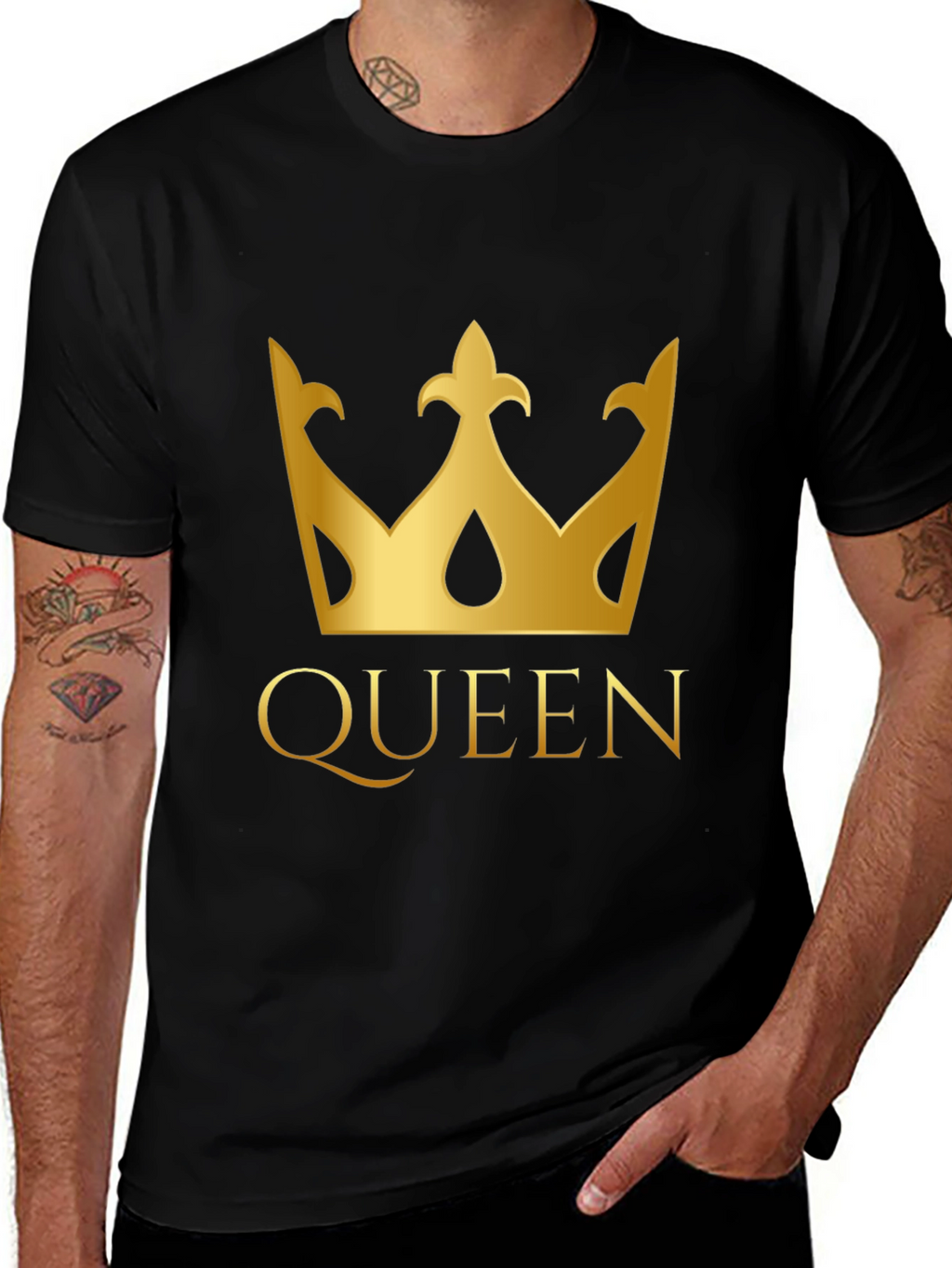 Queen Crown Graphic T-Shirt - Black