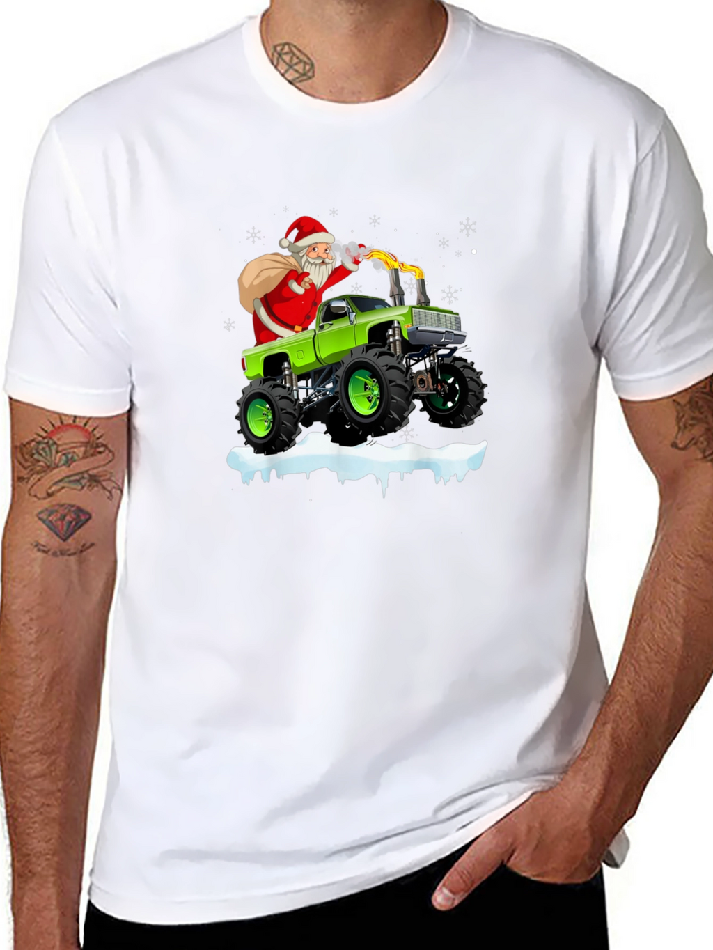Santa Monster Truck Christmas Graphic Tee