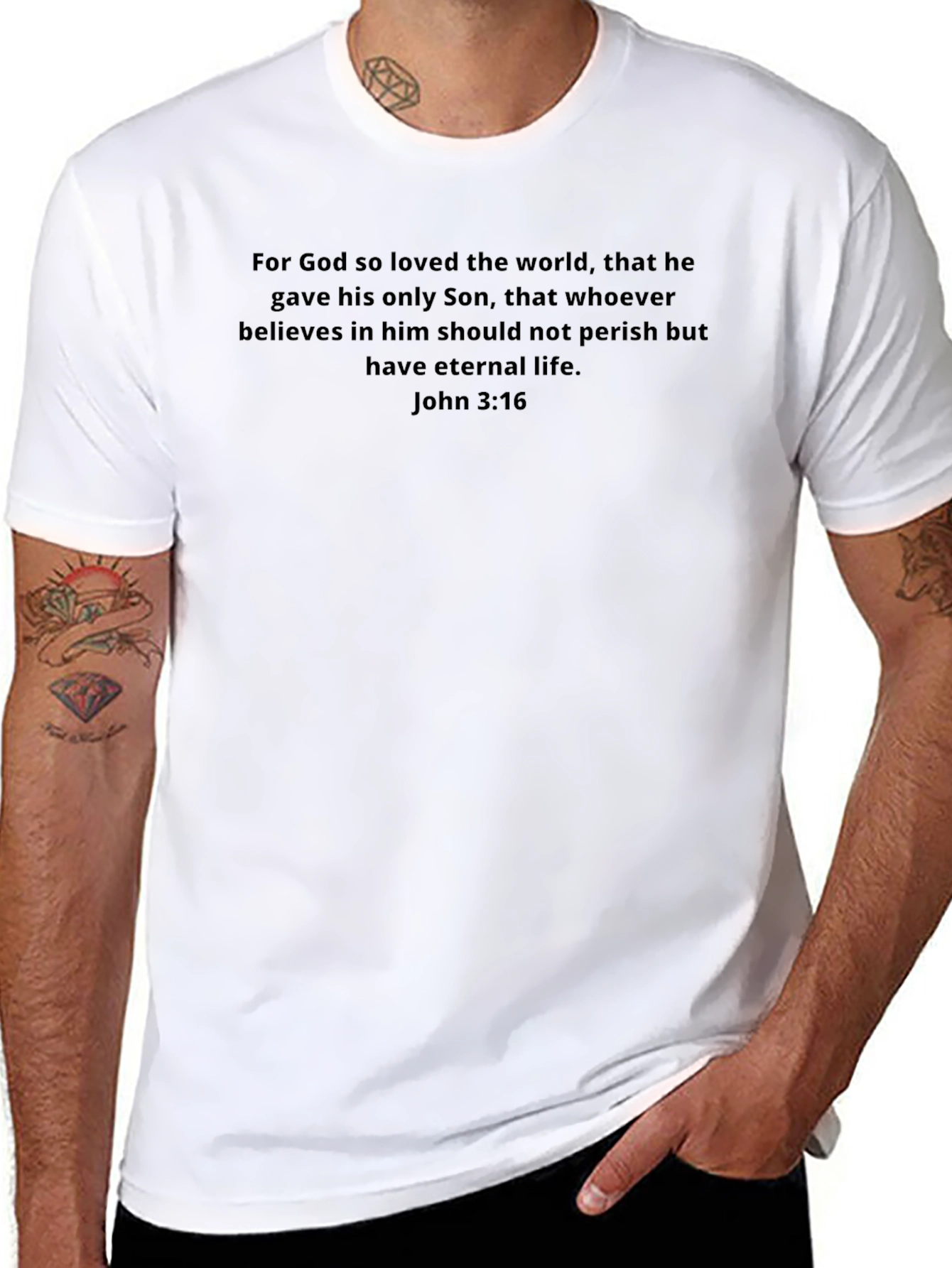 John 3:16 Christian T-Shirt - Black