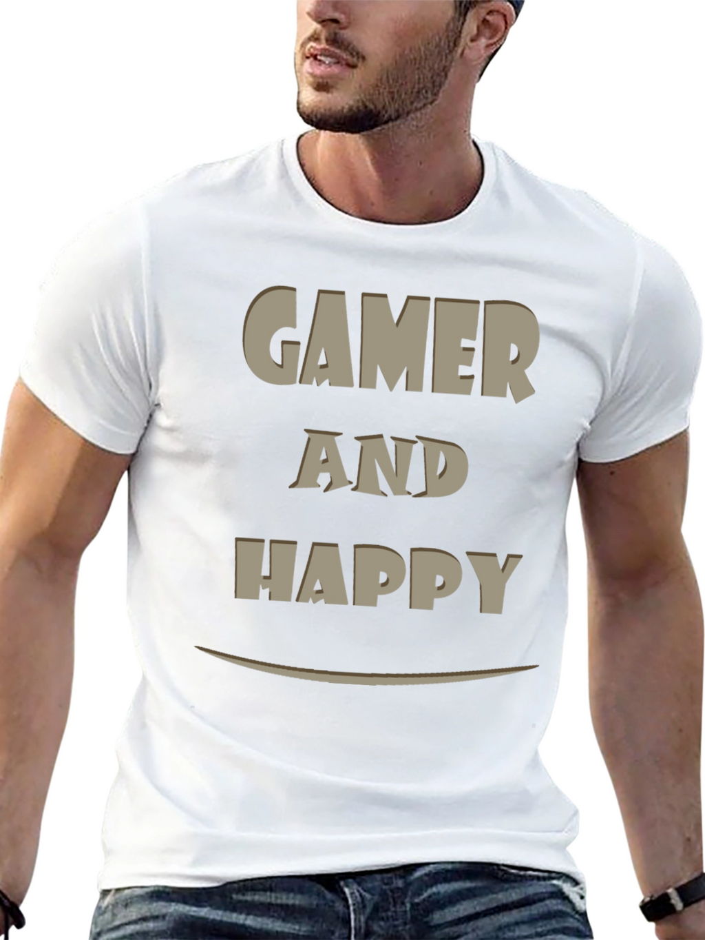 Gamer and Happy Graphic T-Shirt - Casual Wear