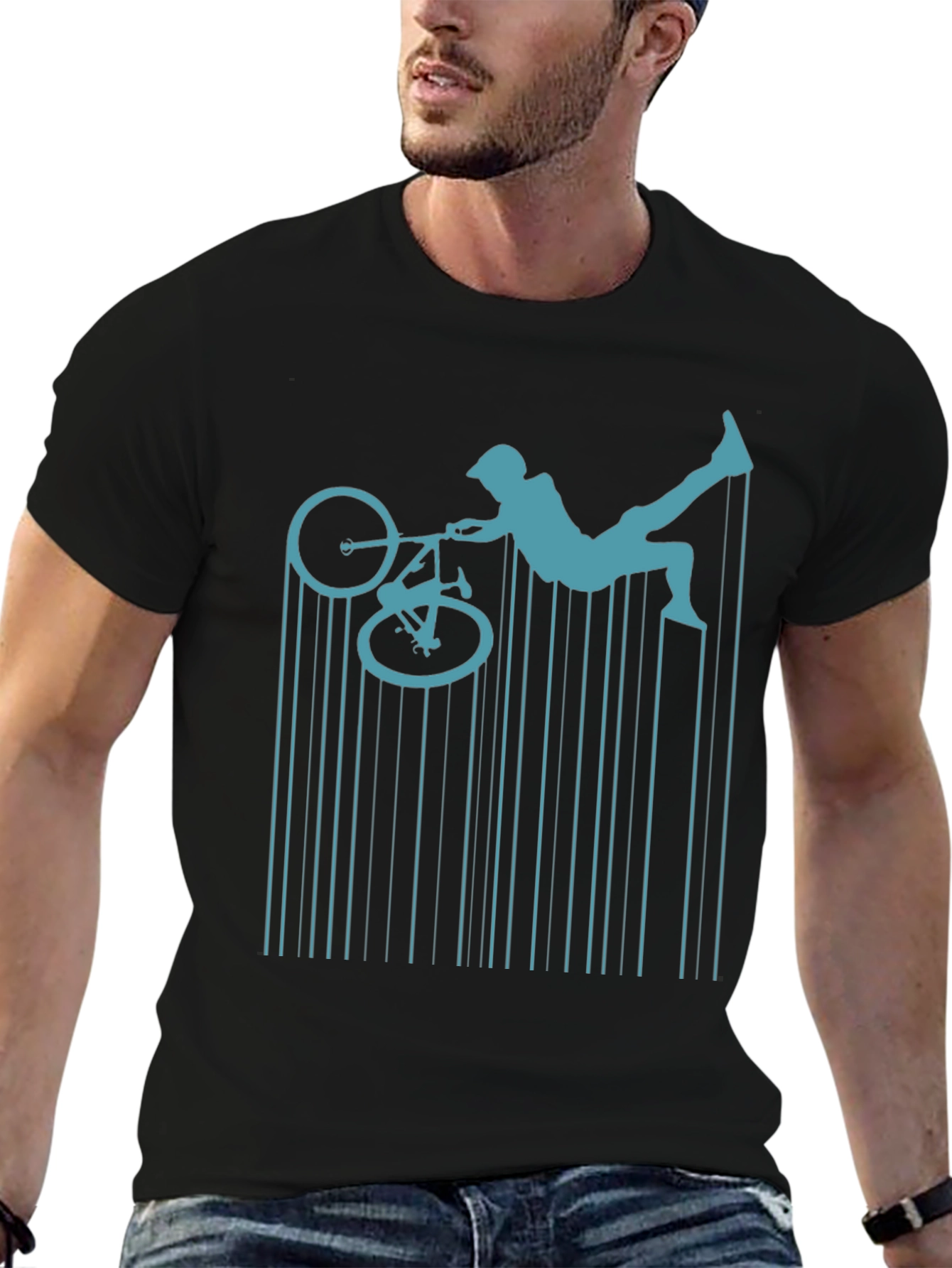 BMX Rider Barcode T-Shirt | Stunt Bike Graphic Tee