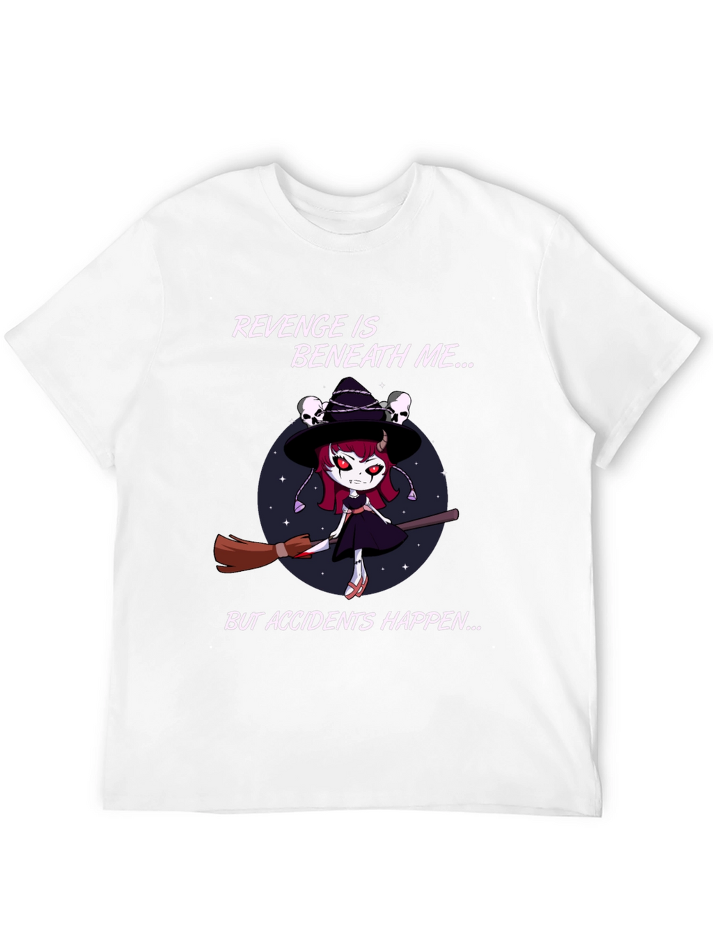 Revenge Witch T-Shirt: Accidents Happen - Black Cotton Tee