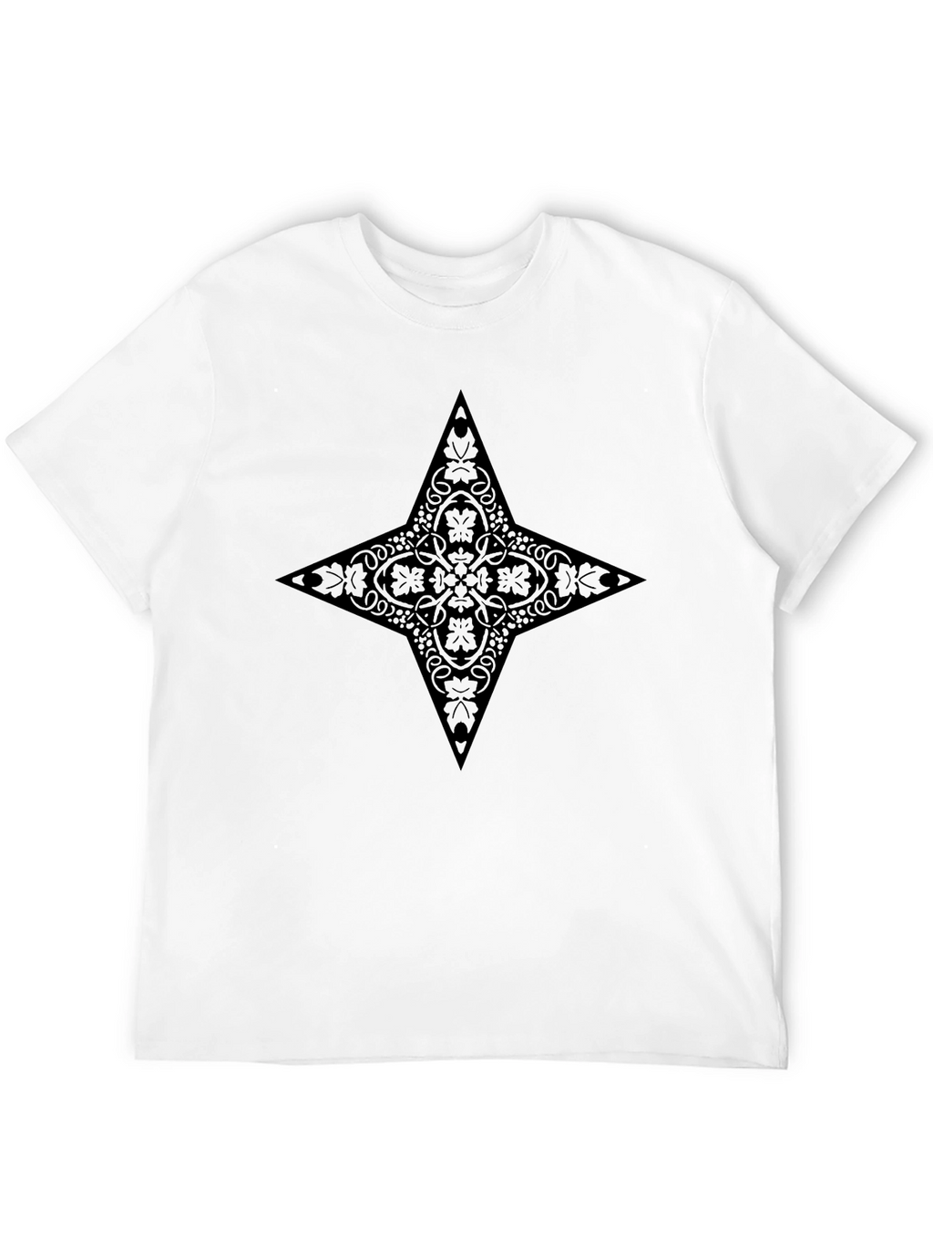 Stylish Black Tee with Ornate Star Design