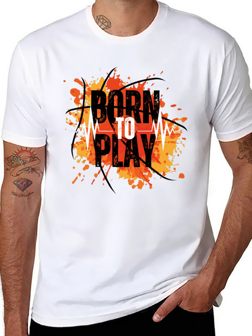 Born To Play Graphic Tee - Black Cotton
