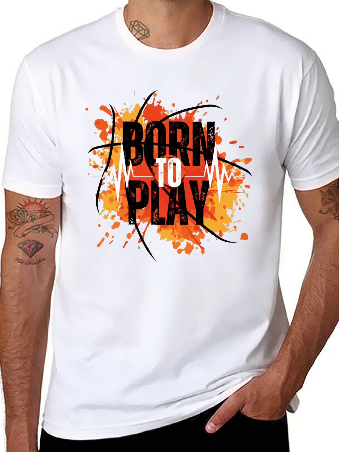 Born To Play Graphic Tee - Black Cotton